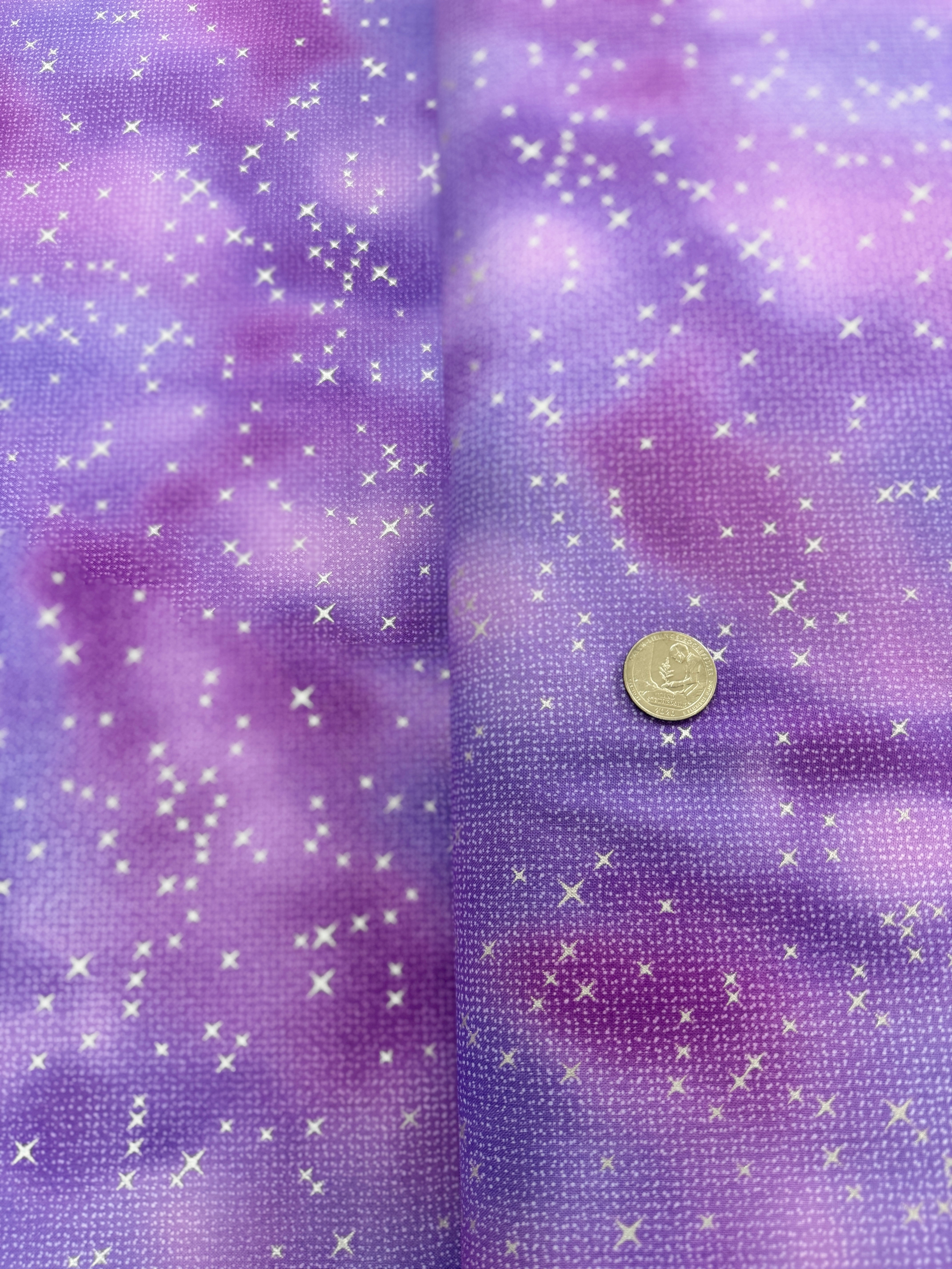 Mystic Moon - Stars Geranium Metallic Yardage