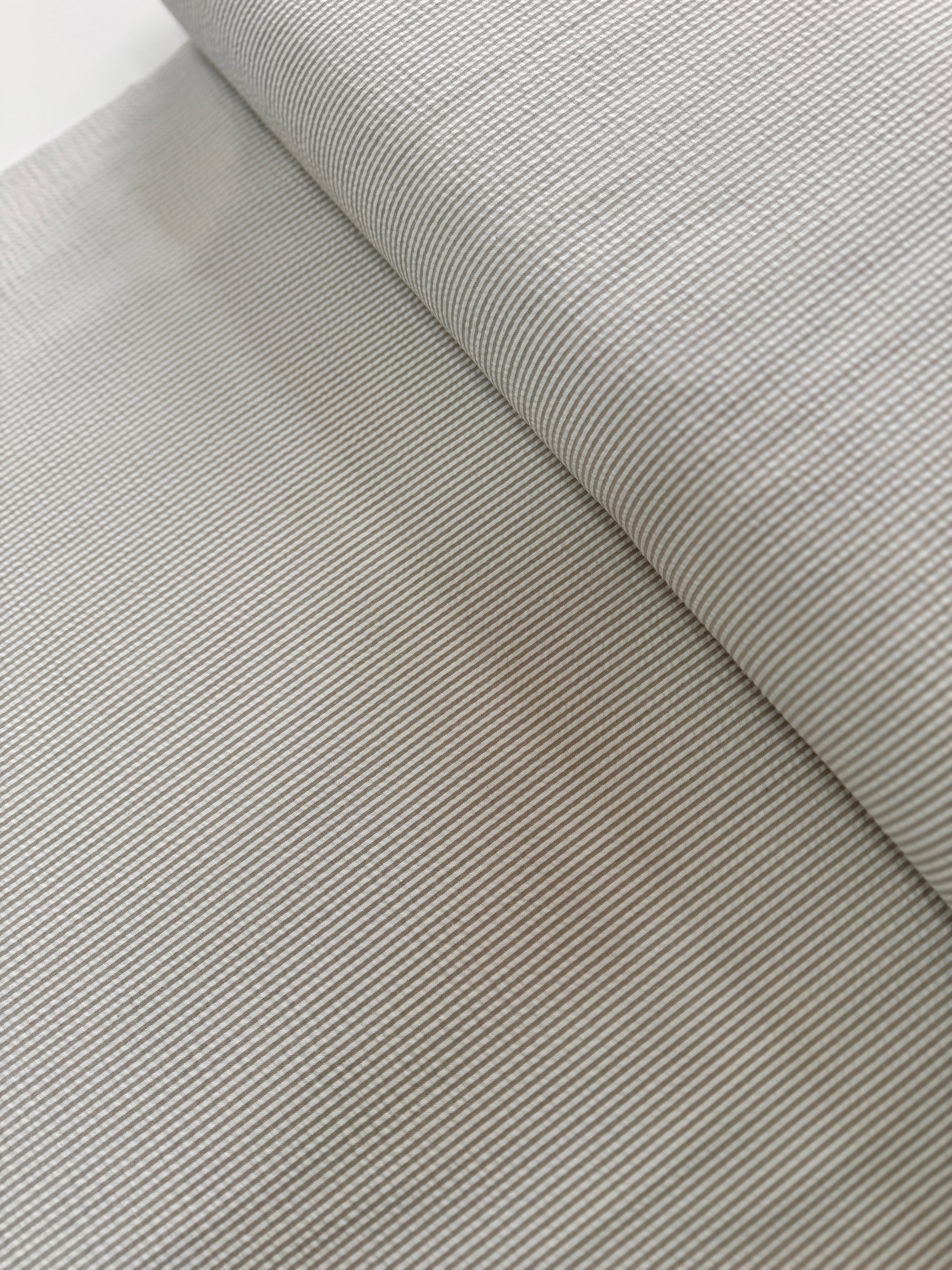 Seersucker Stripe Khaki - Cotton & Polyester Blend Yardage - 56" Width
