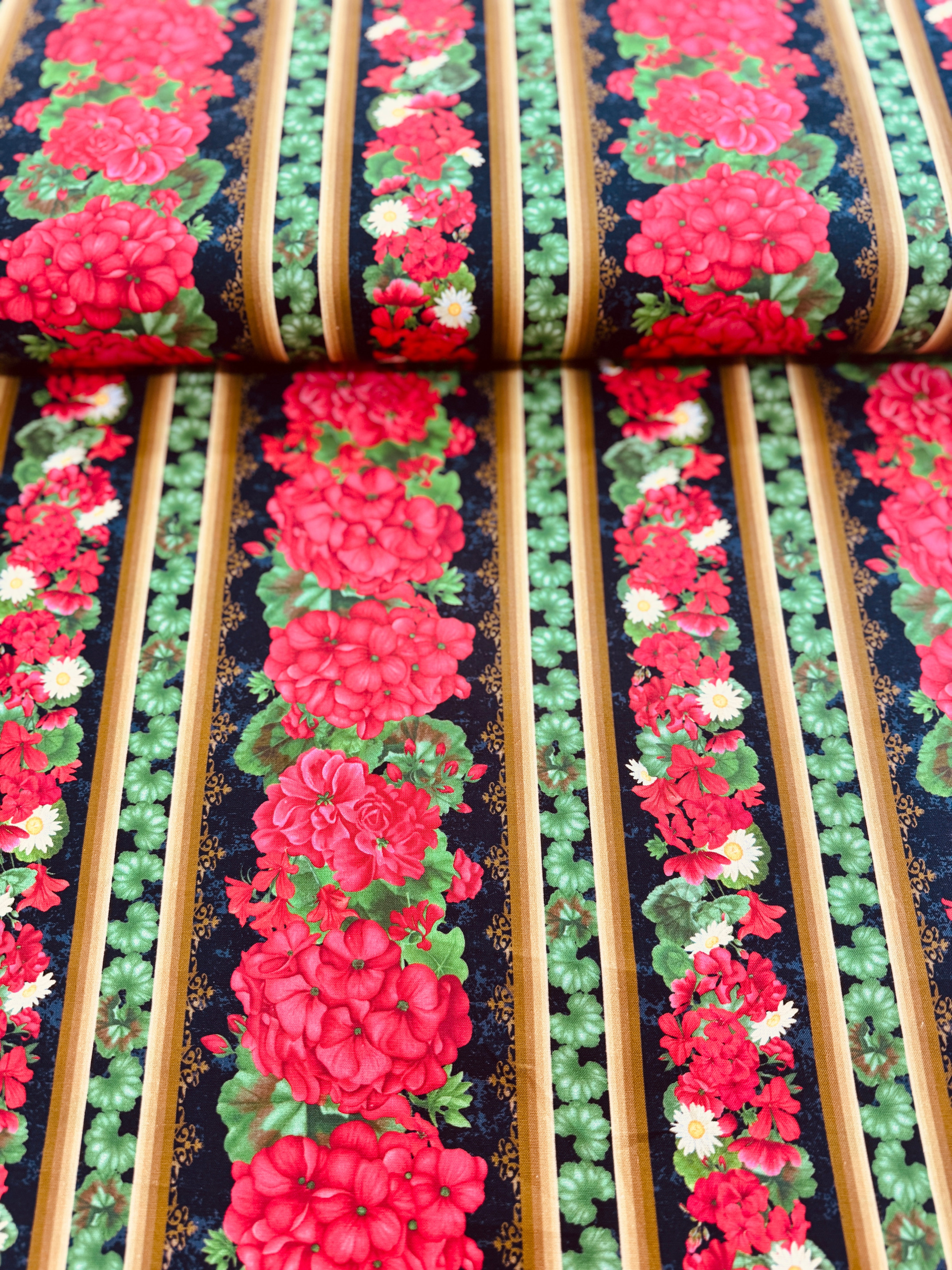 Scarlet Beauty - Geranium 11" Stripe Yardage