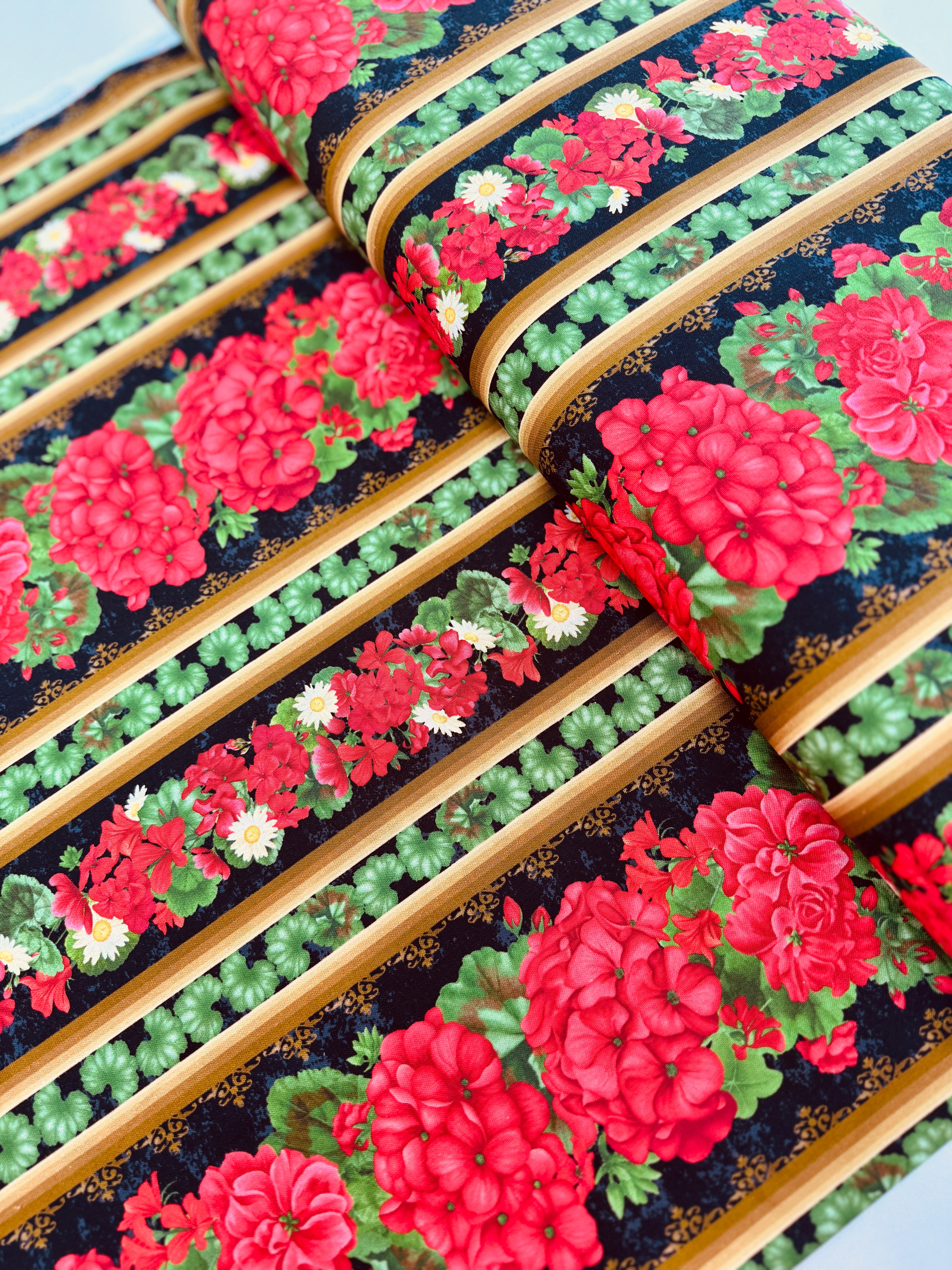 Scarlet Beauty - Geranium 11" Stripe Yardage