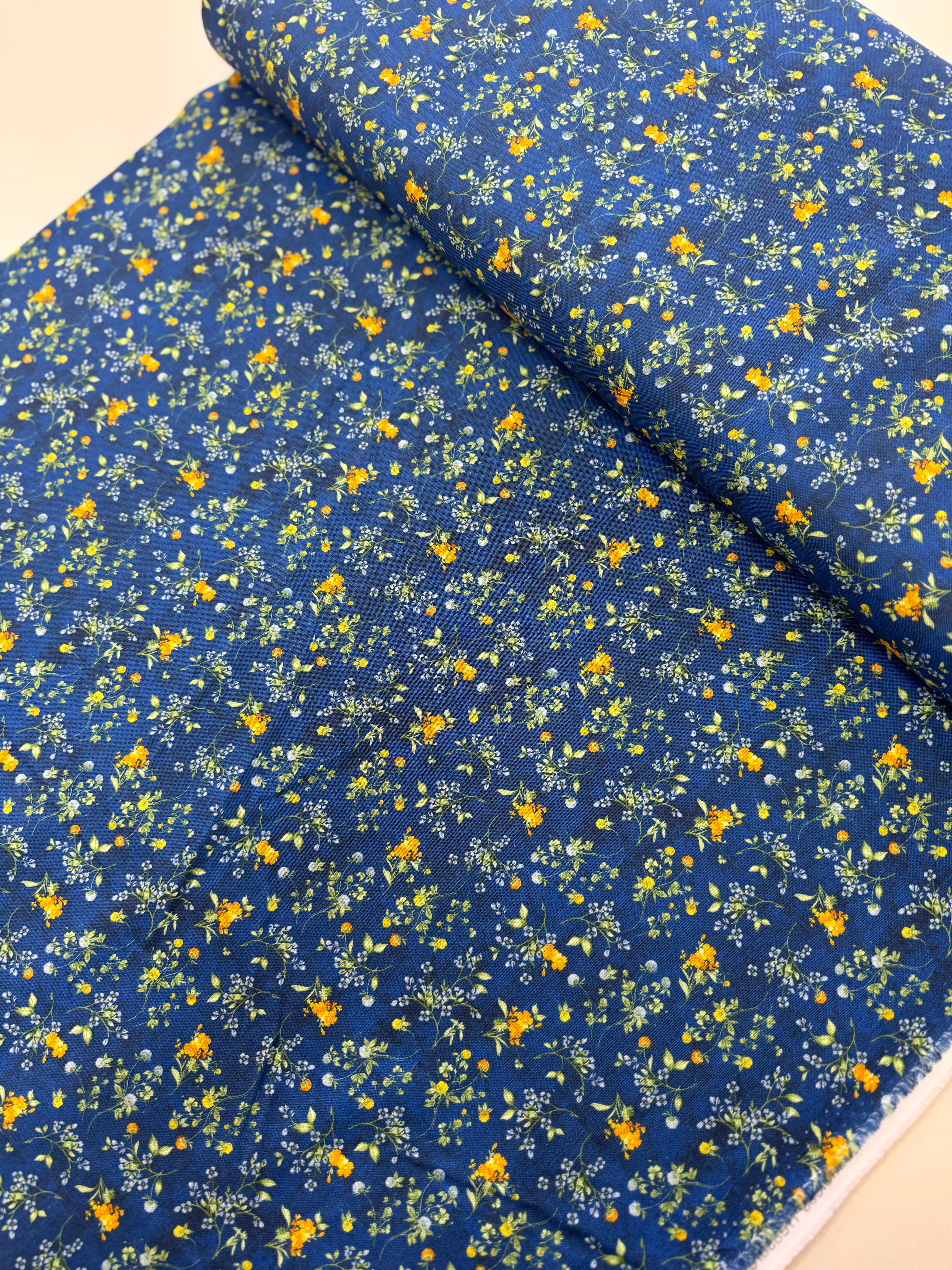 Sunflower Farm - Tiny Floral Navy Yardage