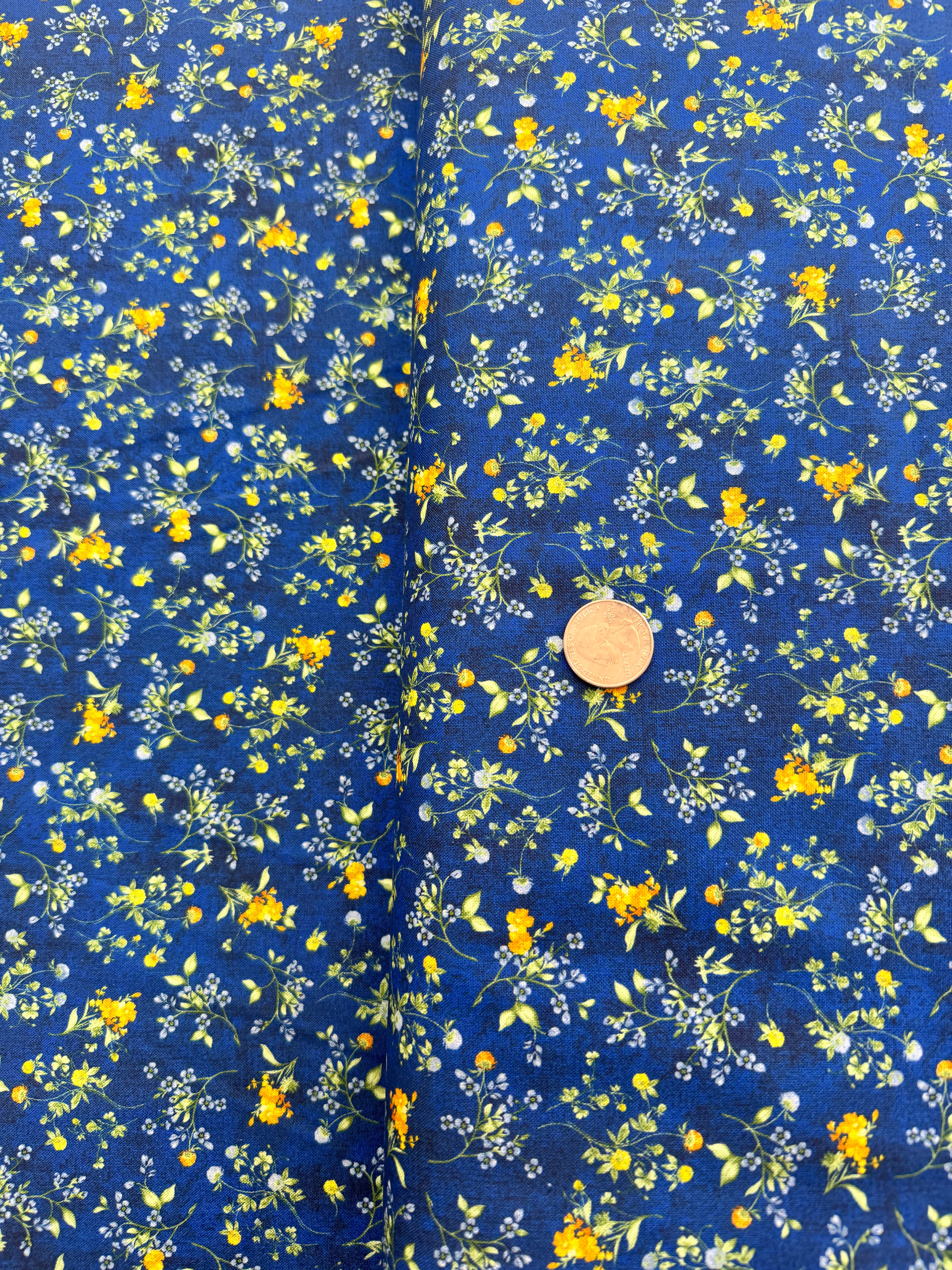 Sunflower Farm - Tiny Floral Navy Yardage