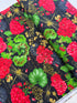 Scarlet Beauty - Geranium Dragonfly Collage Yardage
