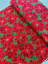 Holiday Flourish 15 - Holiday Poinsettias Gold Metallic Yardage