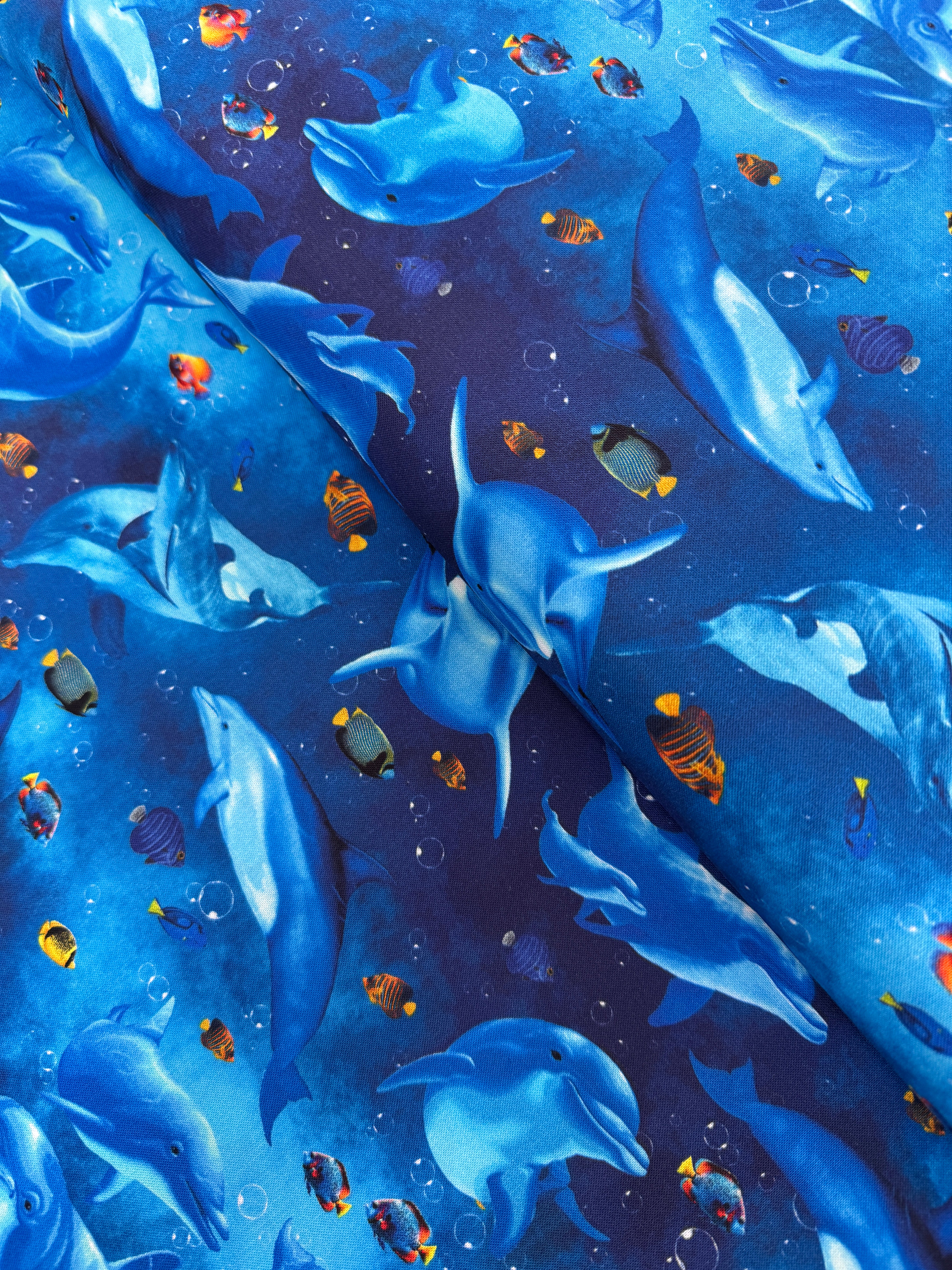 Ocean Life - Playful Dolphin And Fish Yardage