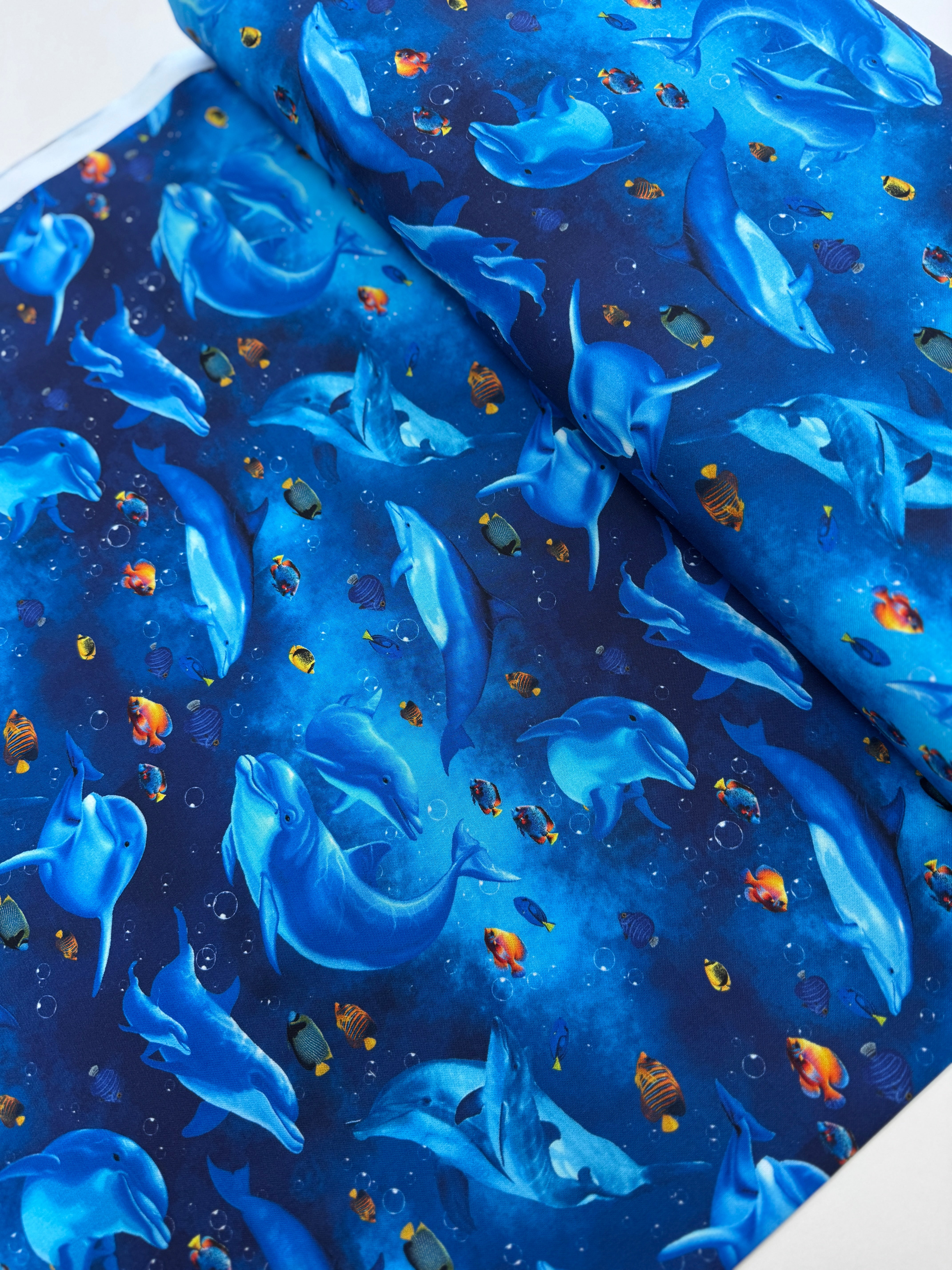 Ocean Life - Playful Dolphin And Fish Yardage