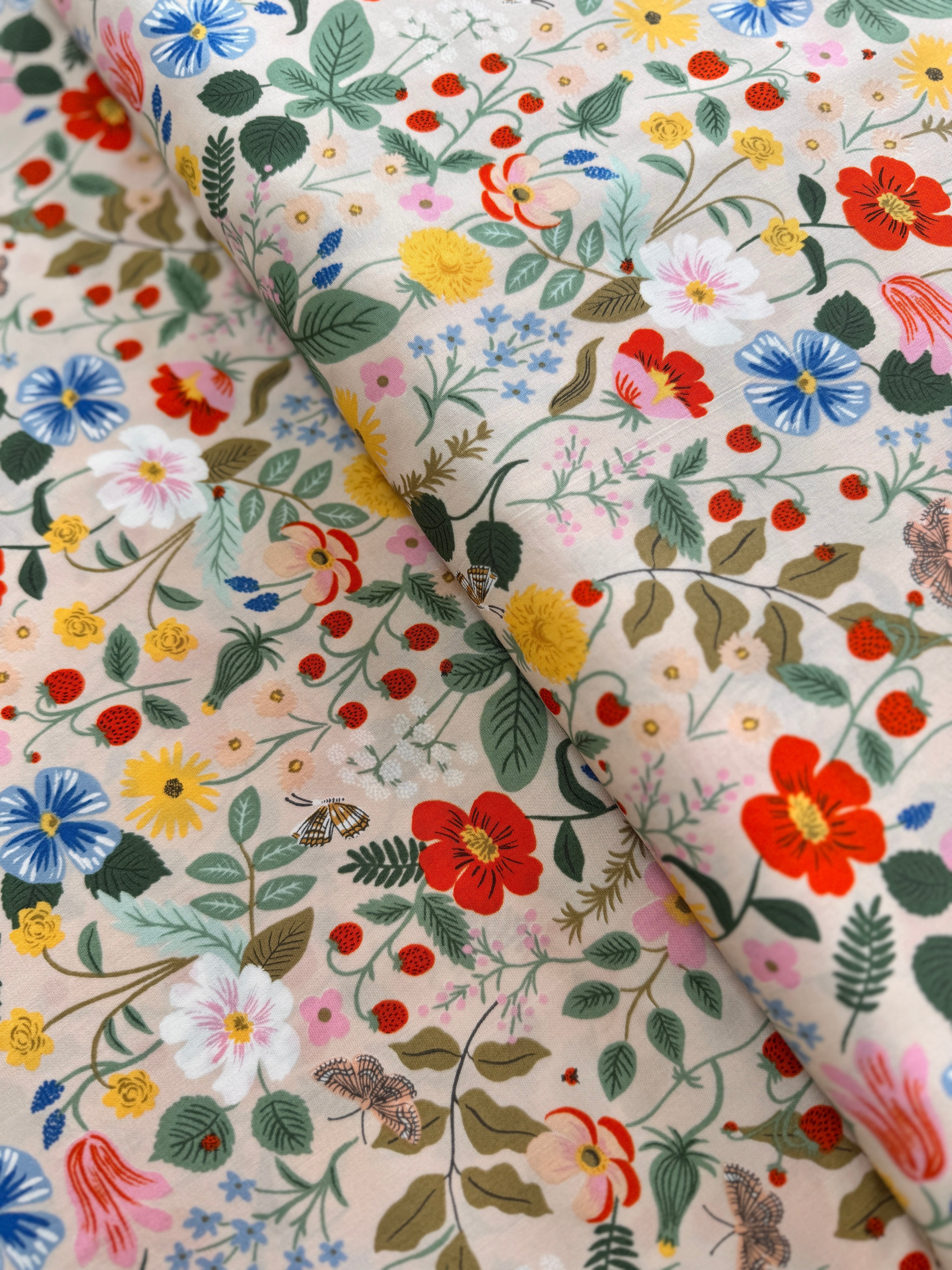 Strawberry Fields - Floral Blush Rayon Yardage