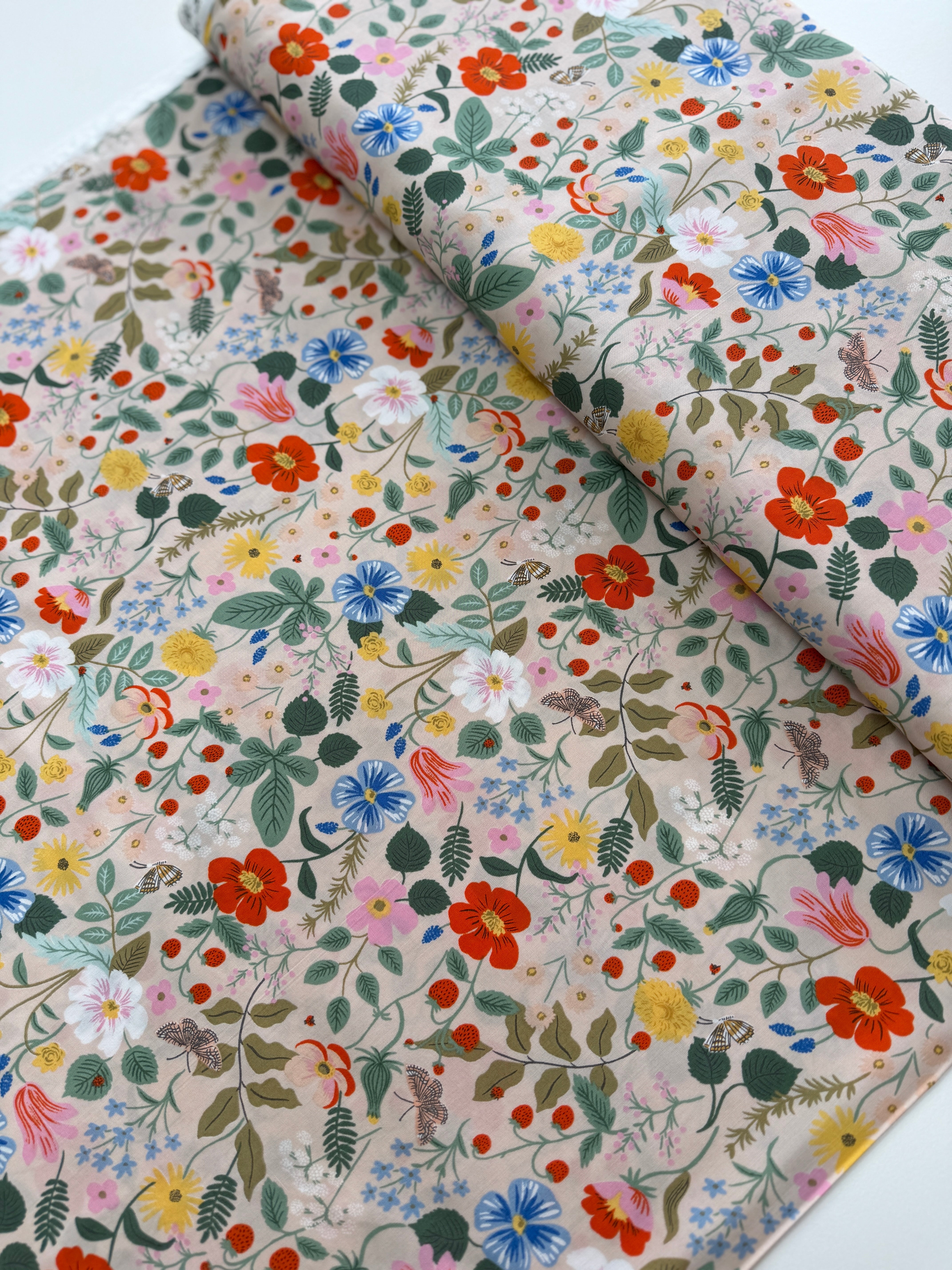 Strawberry Fields - Floral Blush Rayon Yardage