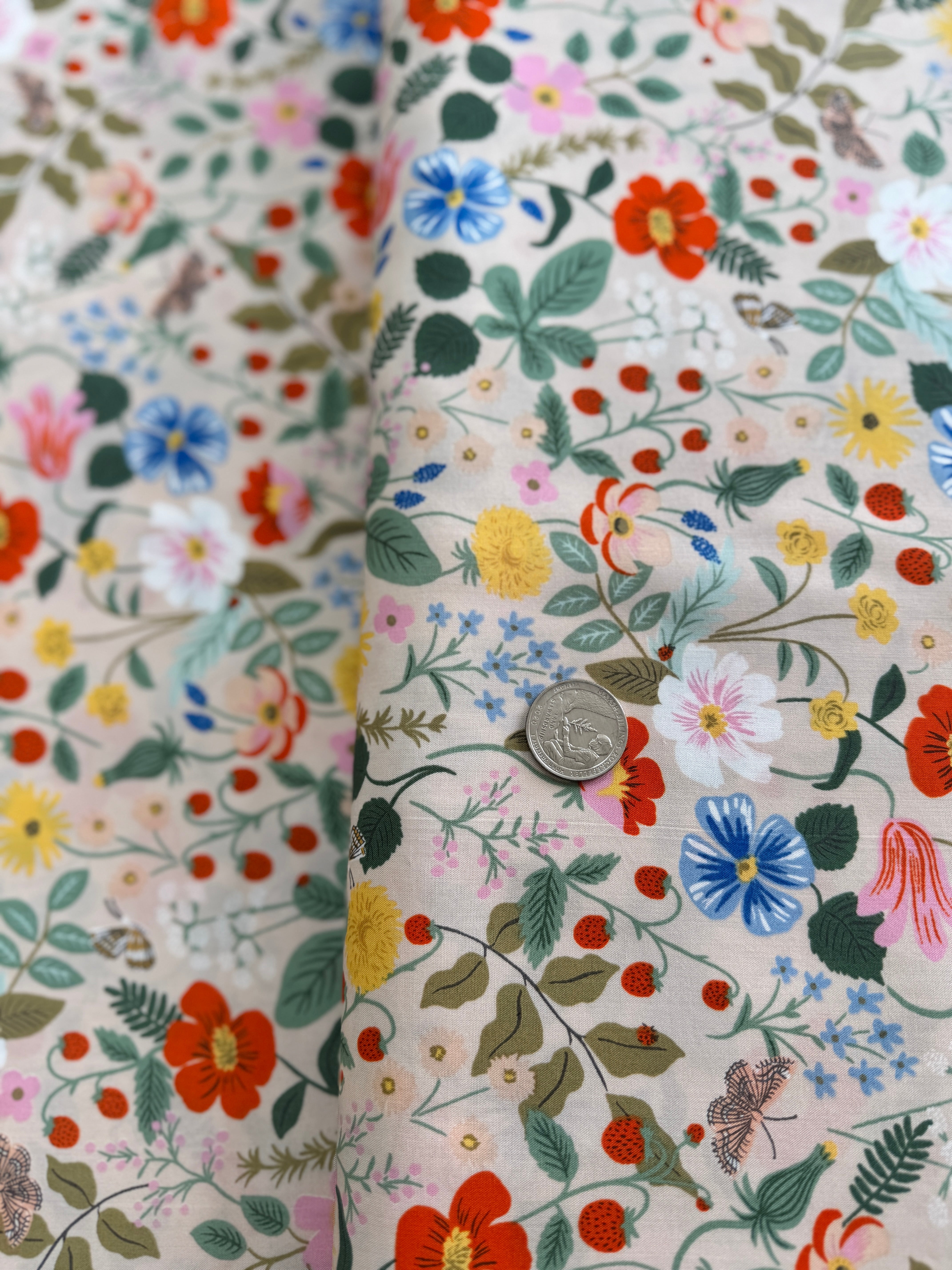 Strawberry Fields - Floral Blush Rayon Yardage