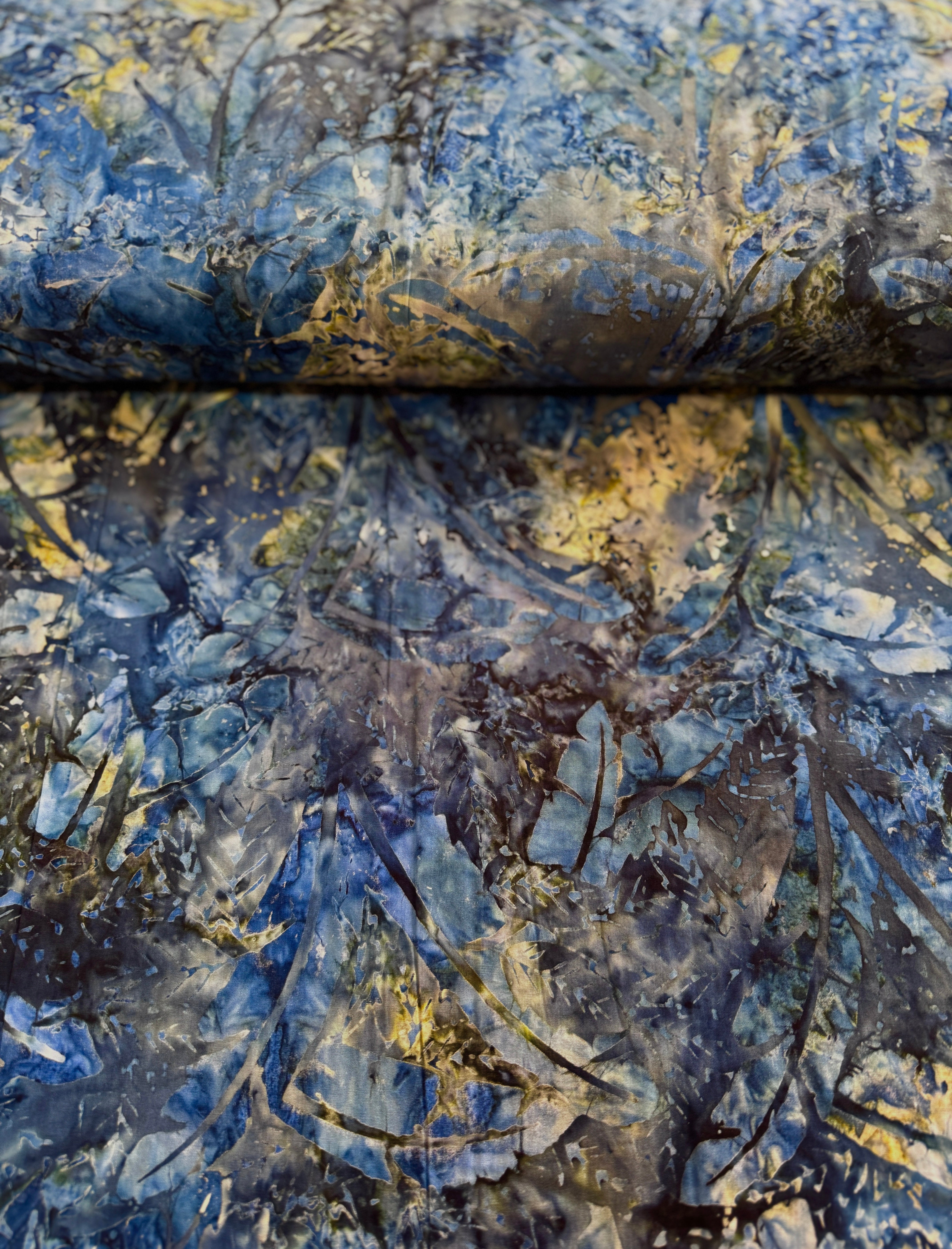 XTonga Large Large Tropical Leaves Luna Batik 108" Wide Yardage