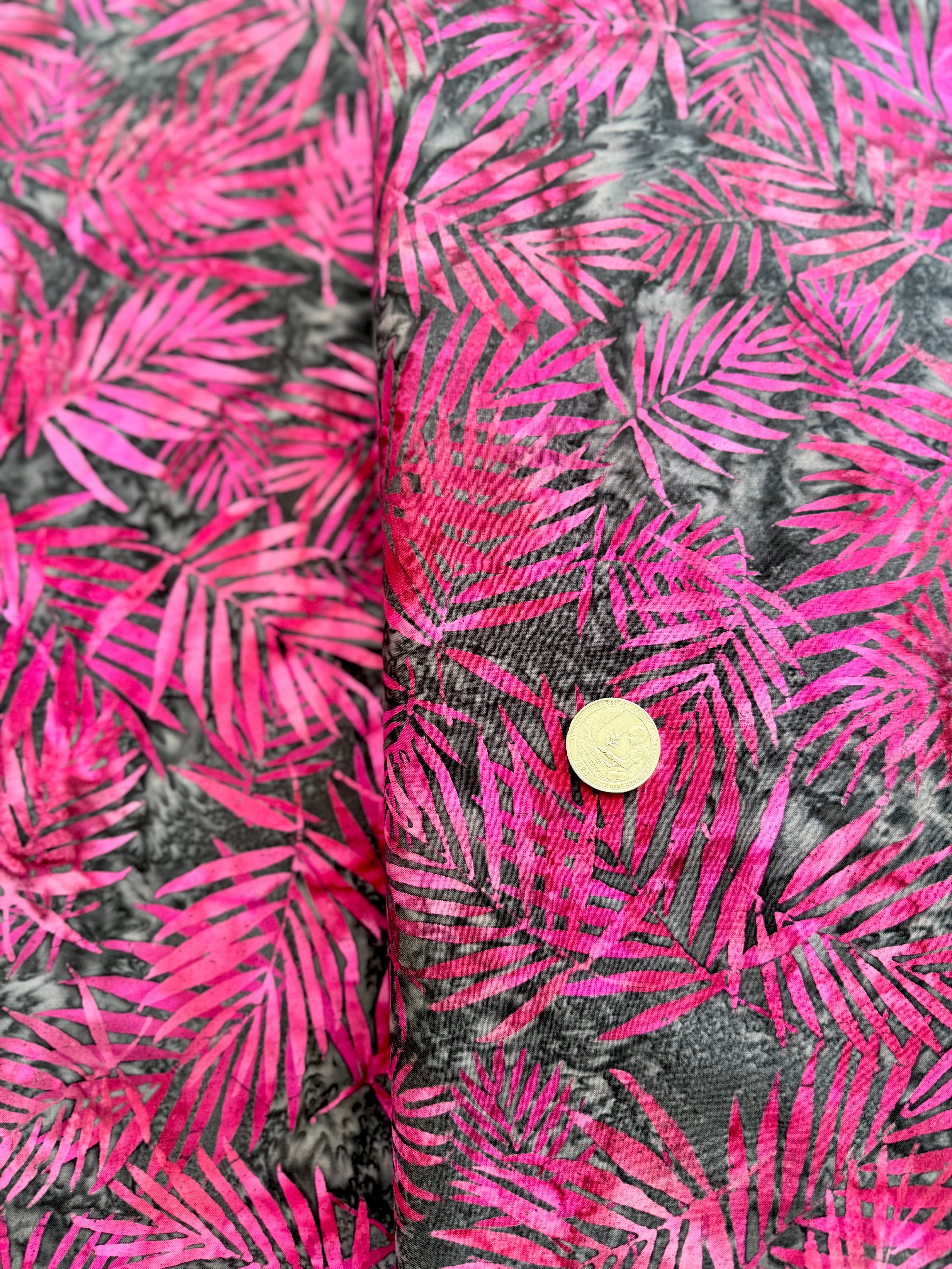Bali Batik - Palm Leaves Raspberry Batik Yardage