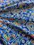 Blue Paisley Embroidered Crepe Silk Fabric with Sequin Detailing