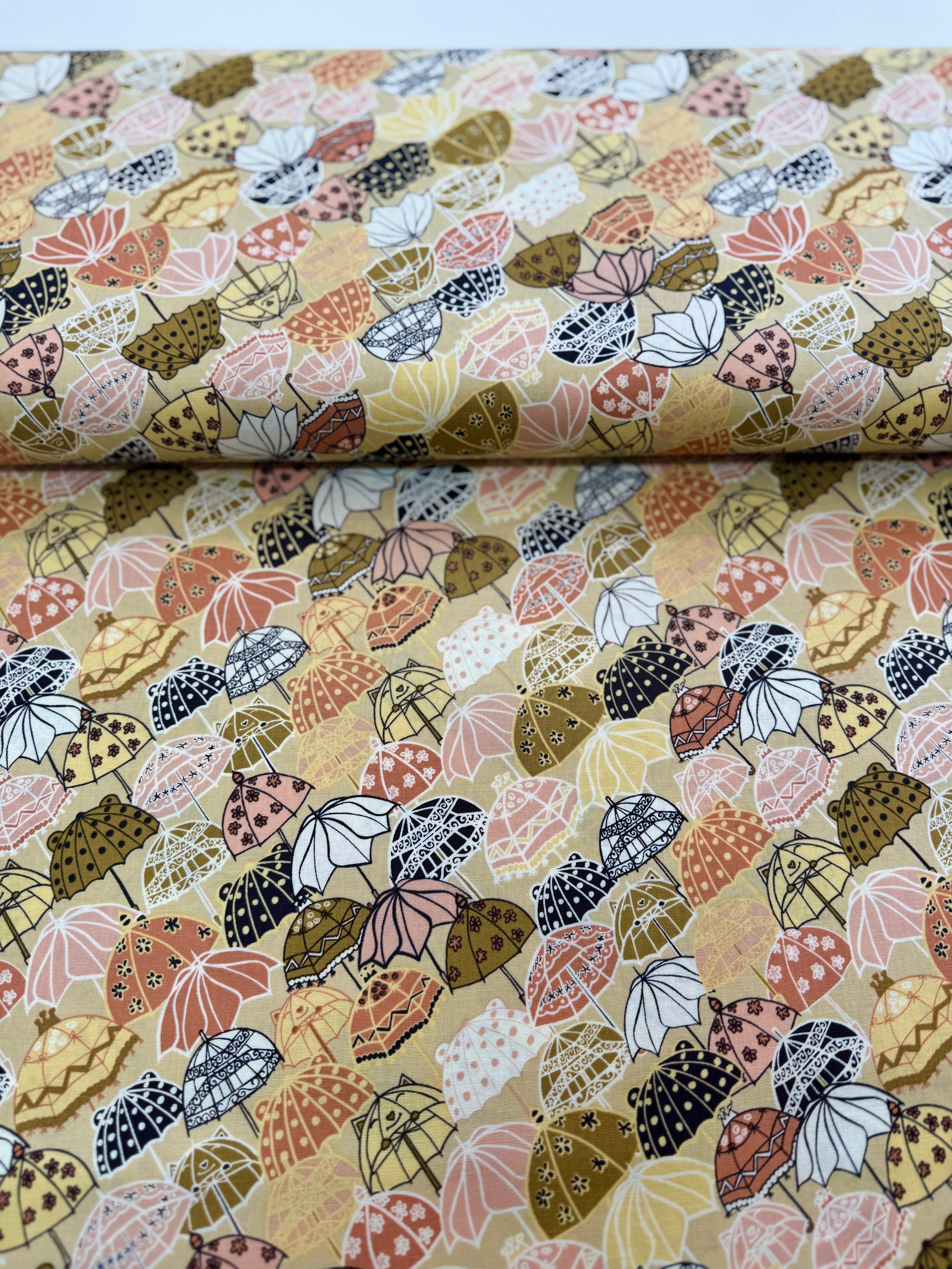 Splish Splash - Under My Umbrella - Muted Yellow Yardage