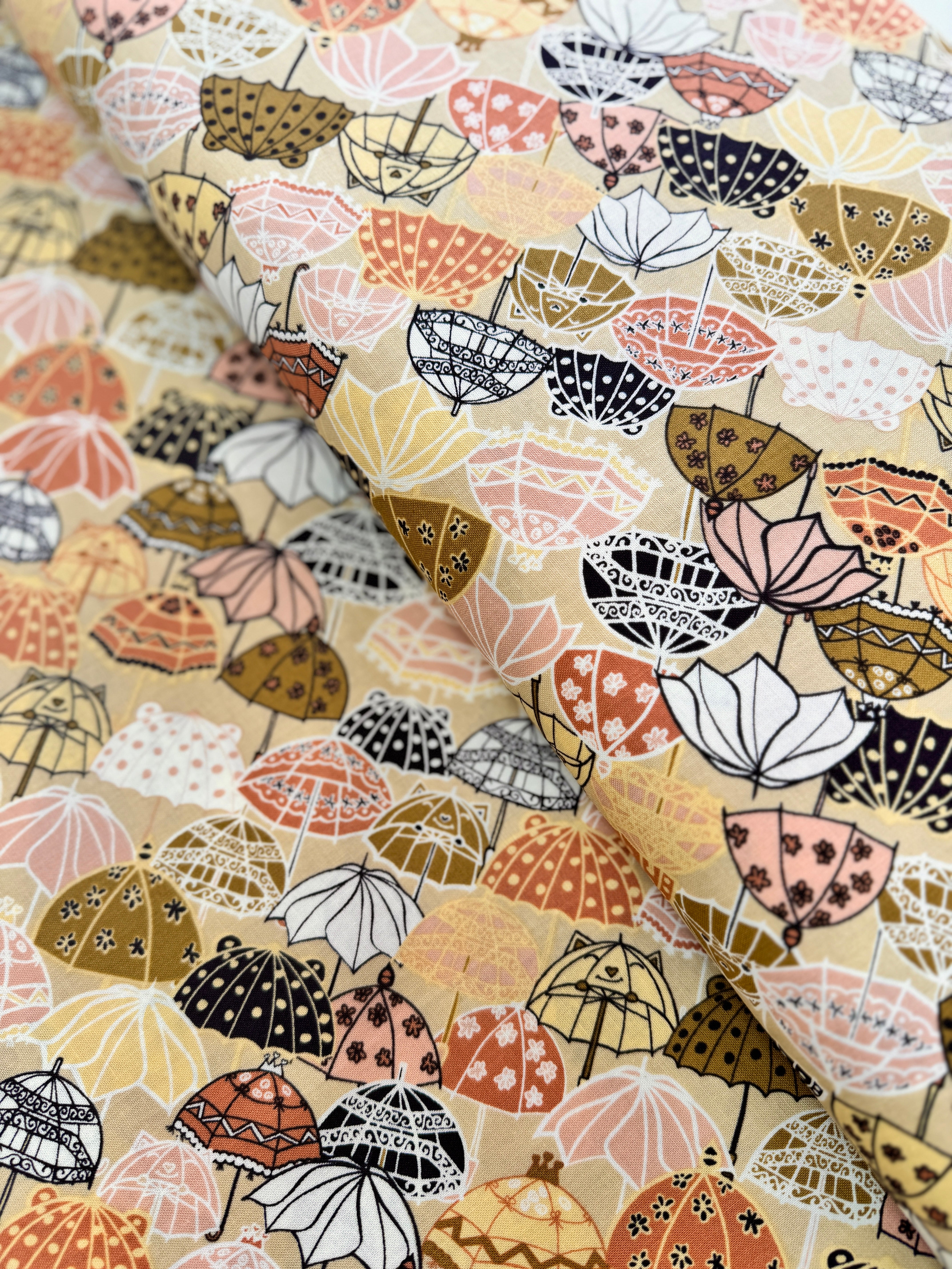 Splish Splash - Under My Umbrella - Muted Yellow Yardage