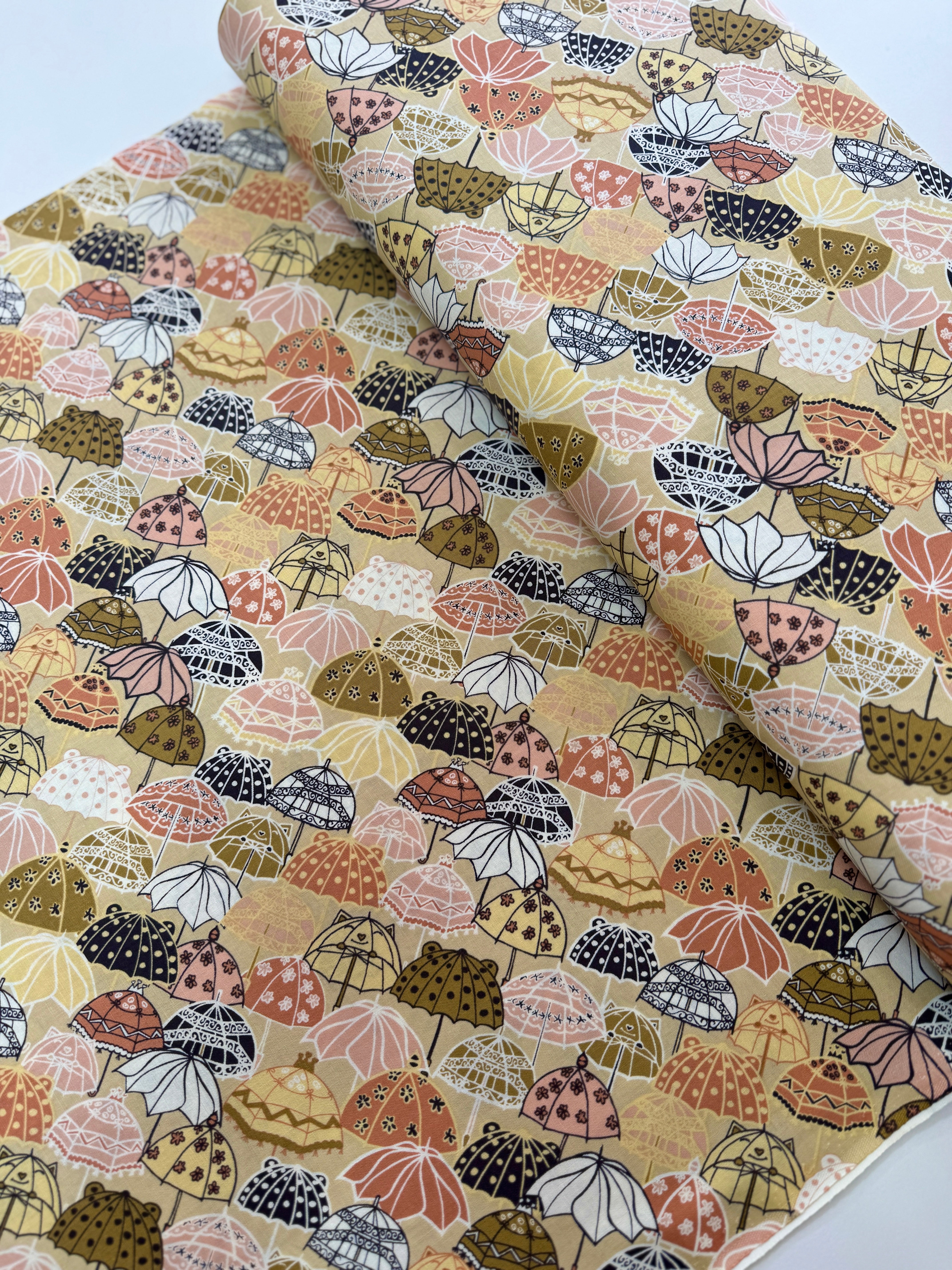 Splish Splash - Under My Umbrella - Muted Yellow Yardage