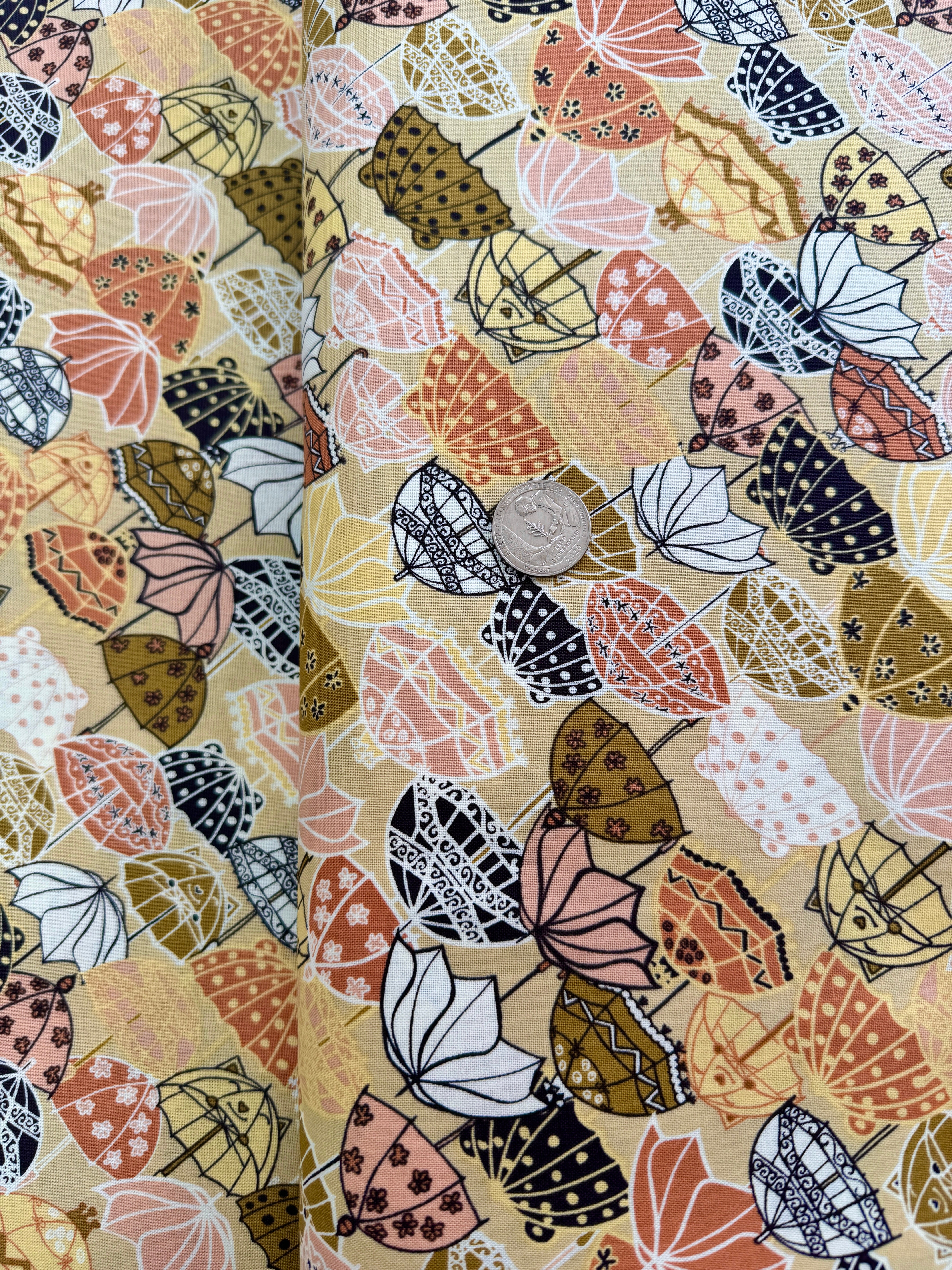 Splish Splash - Under My Umbrella - Muted Yellow Yardage