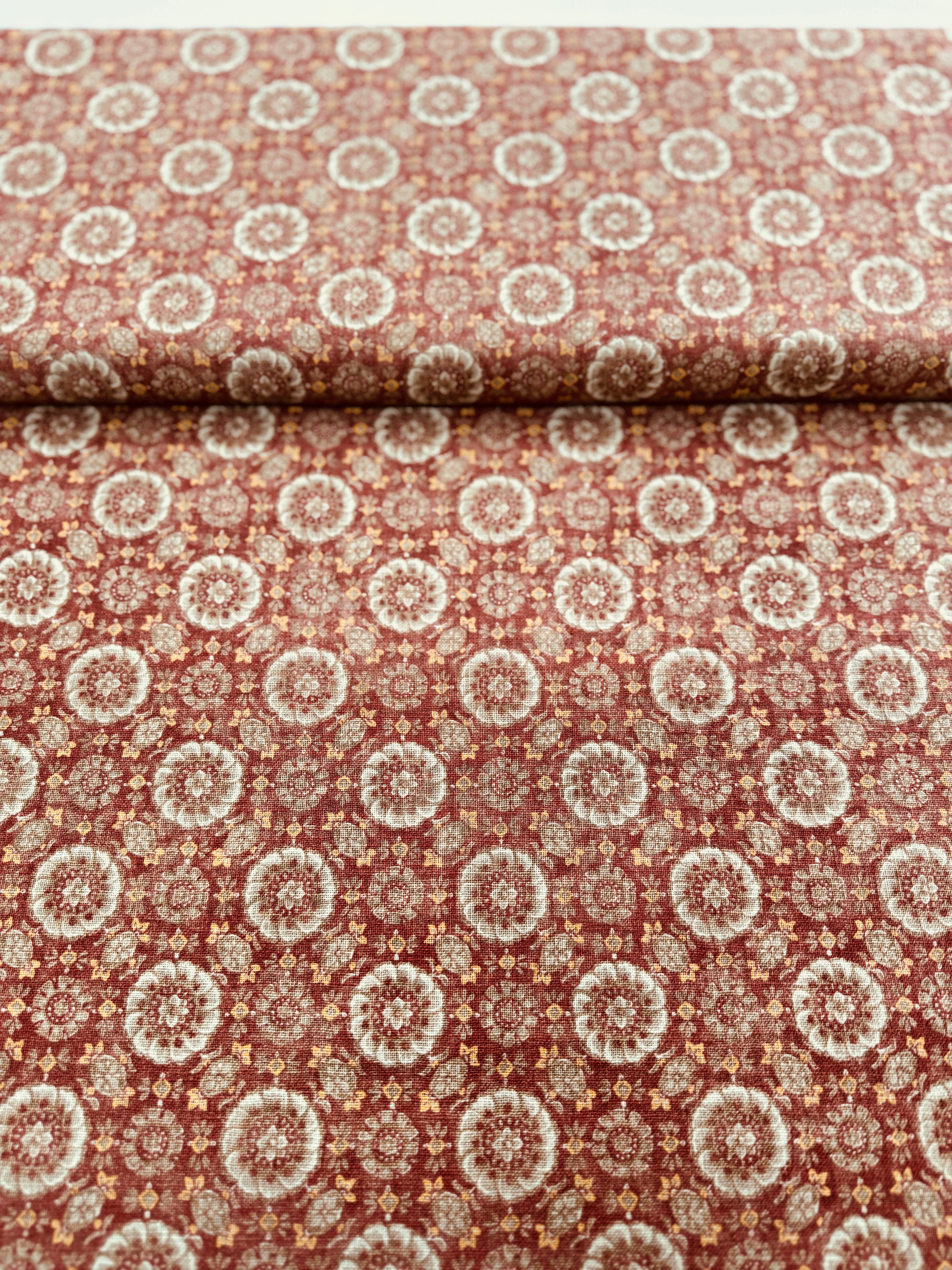 Sevenberry Nara Homespun red floral Japanese cotton fabric.