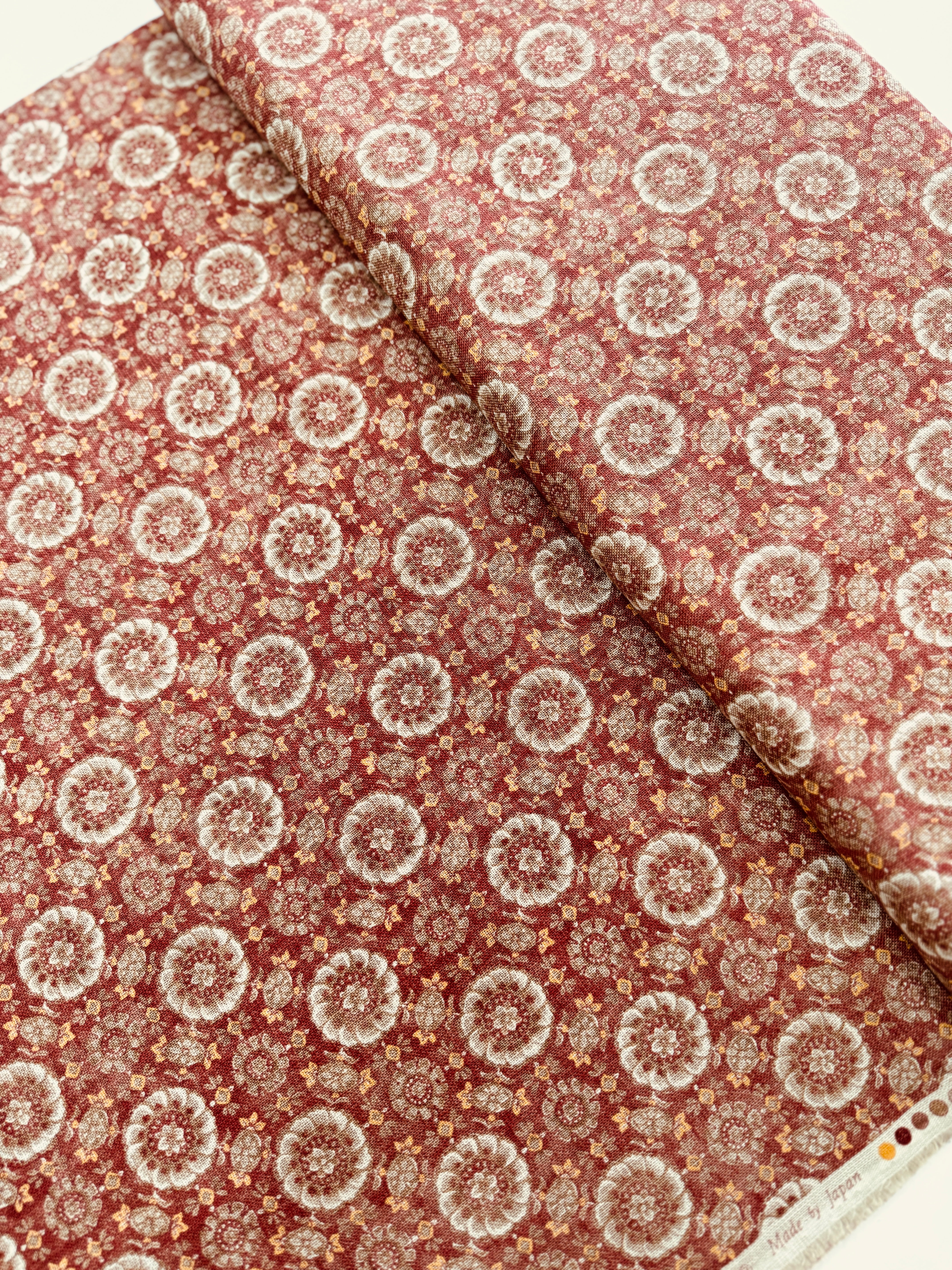 Sevenberry Nara Homespun red floral Japanese cotton fabric.
