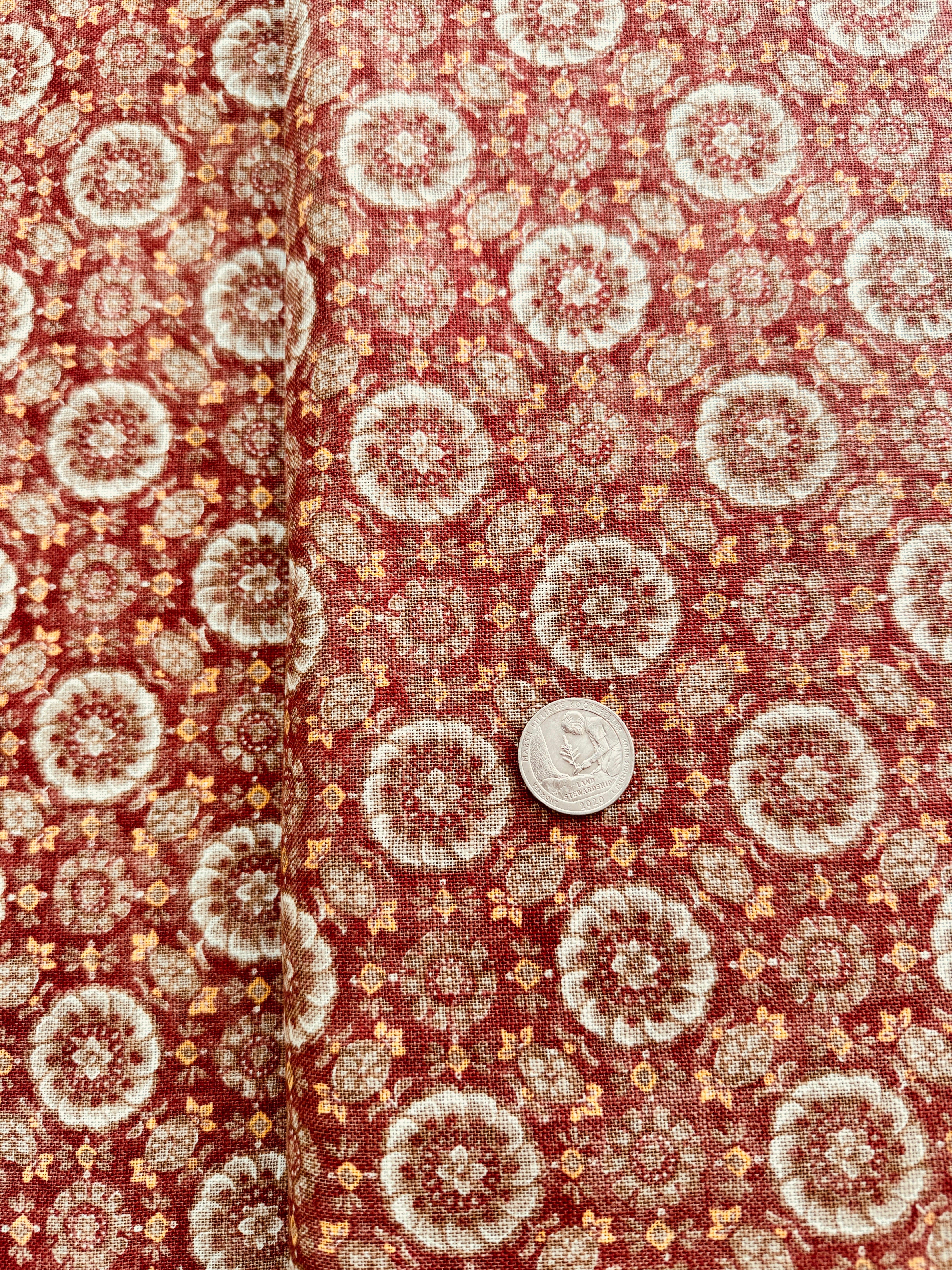Sevenberry Nara Homespun red floral Japanese cotton fabric.