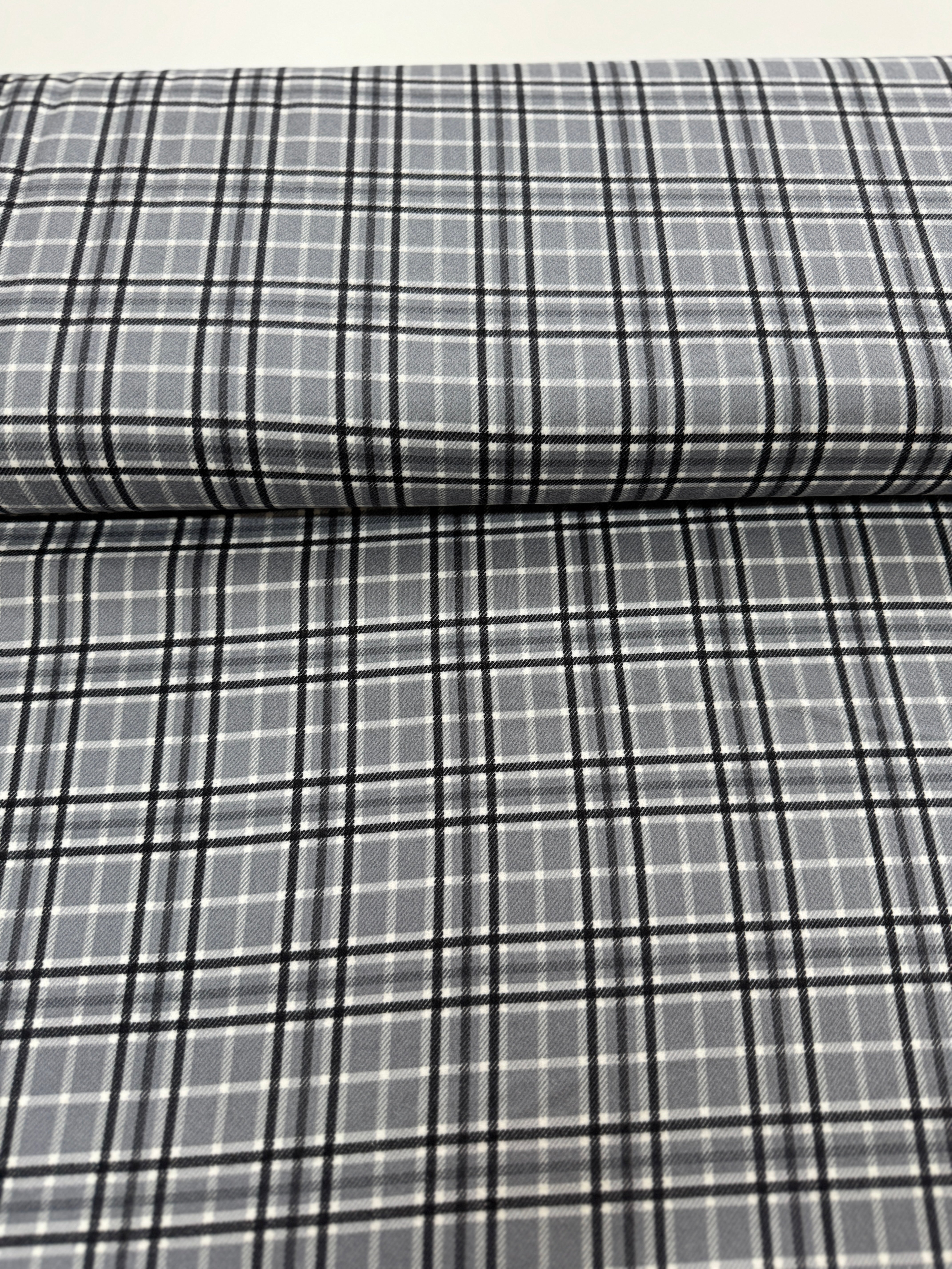Yuletide Gatherings - Plaid Smoke Snow Flannel Yardage