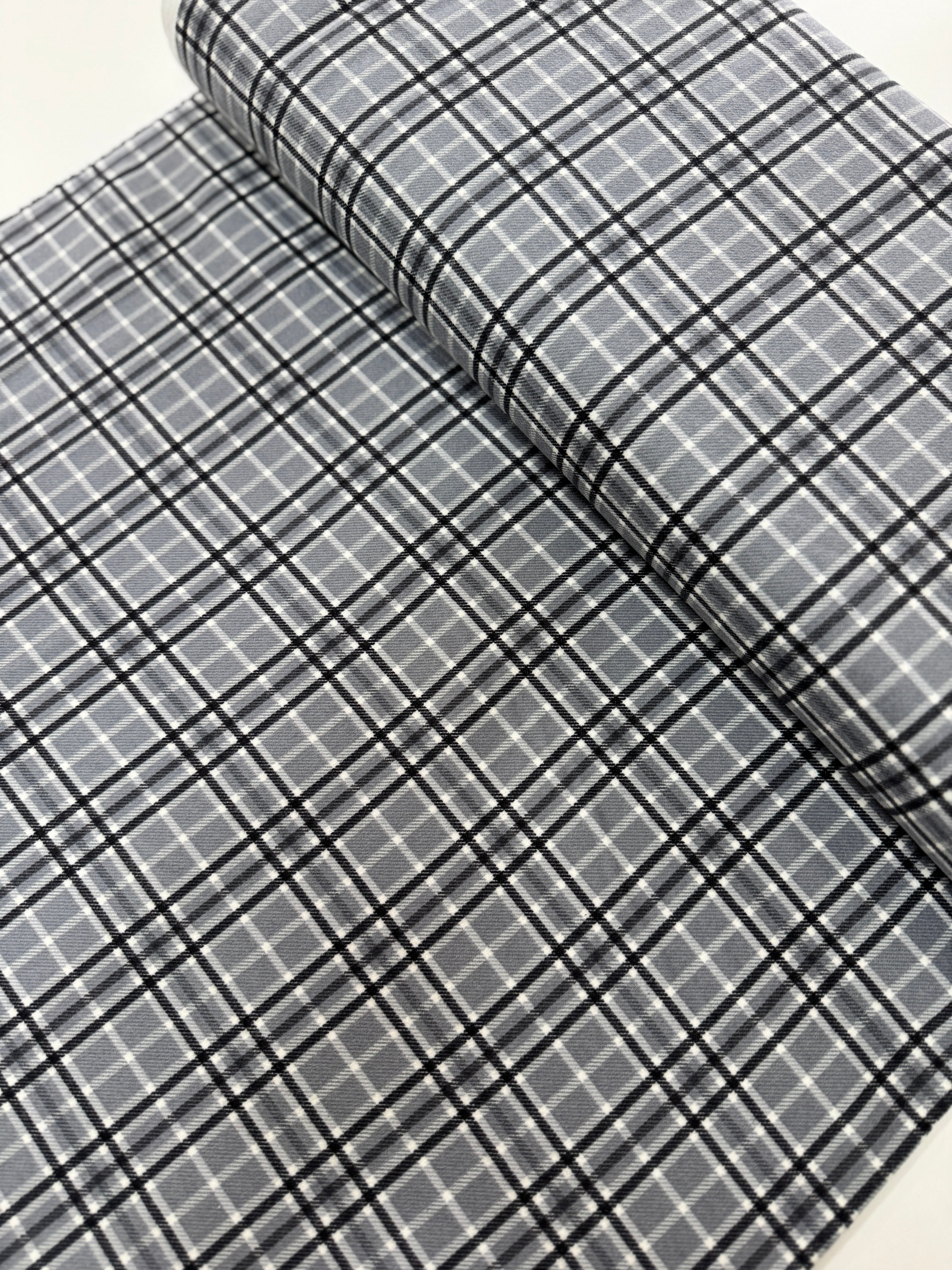 Yuletide Gatherings - Plaid Smoke Snow Flannel Yardage