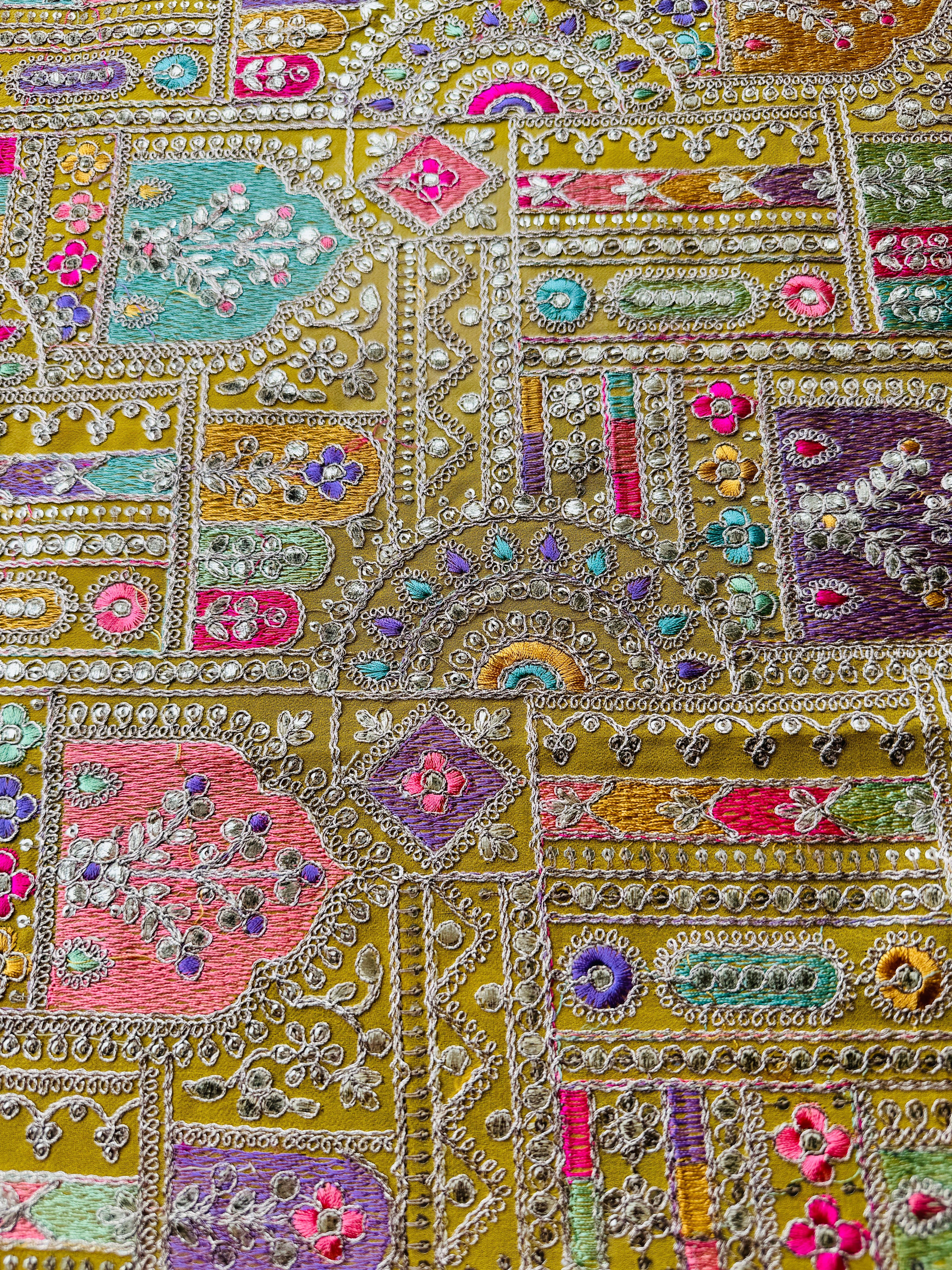 Embroidered Mustard Georgette with Sequins and Thread Work