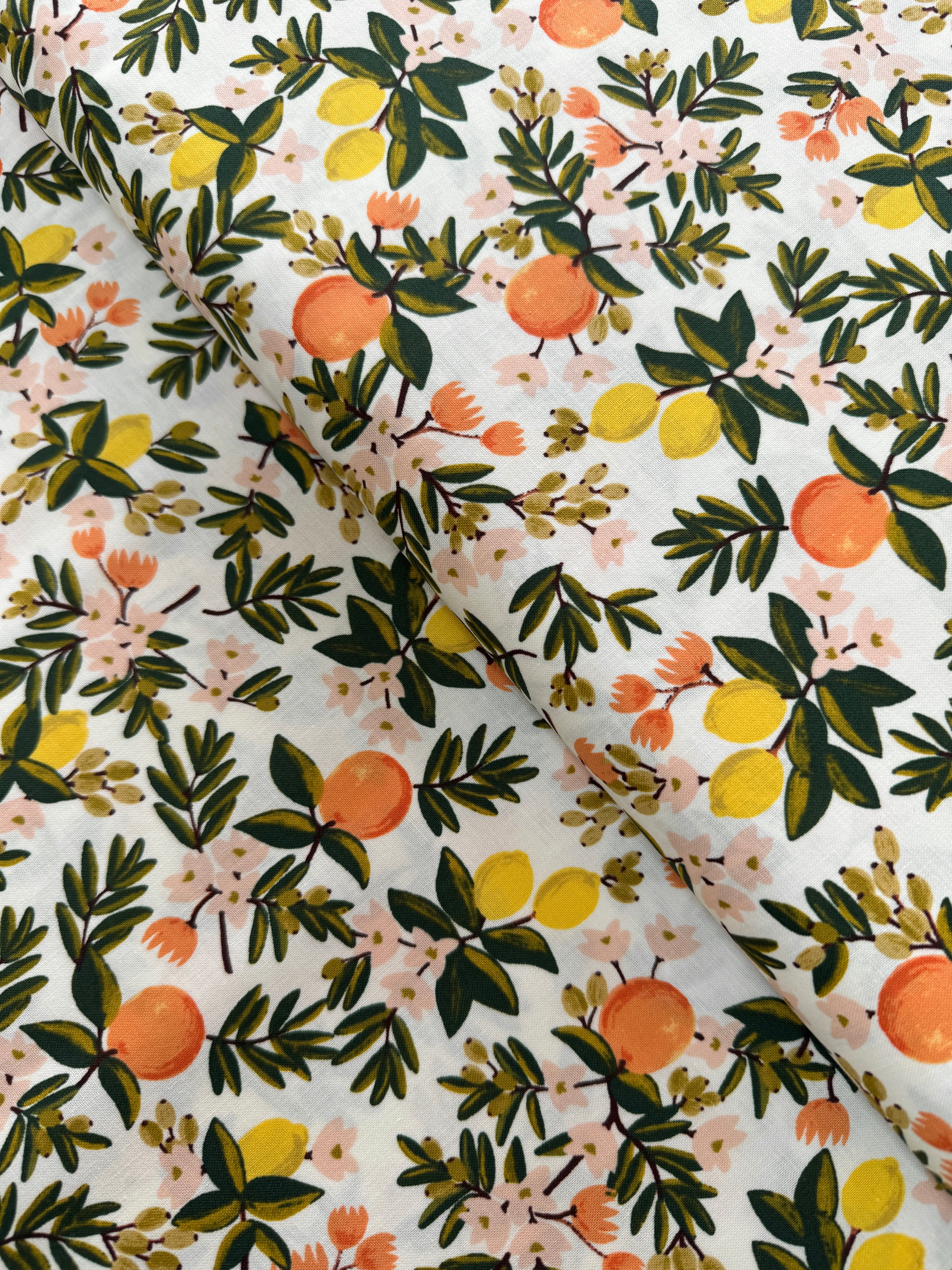 Primavera - Citrus Floral Cream Yardage
