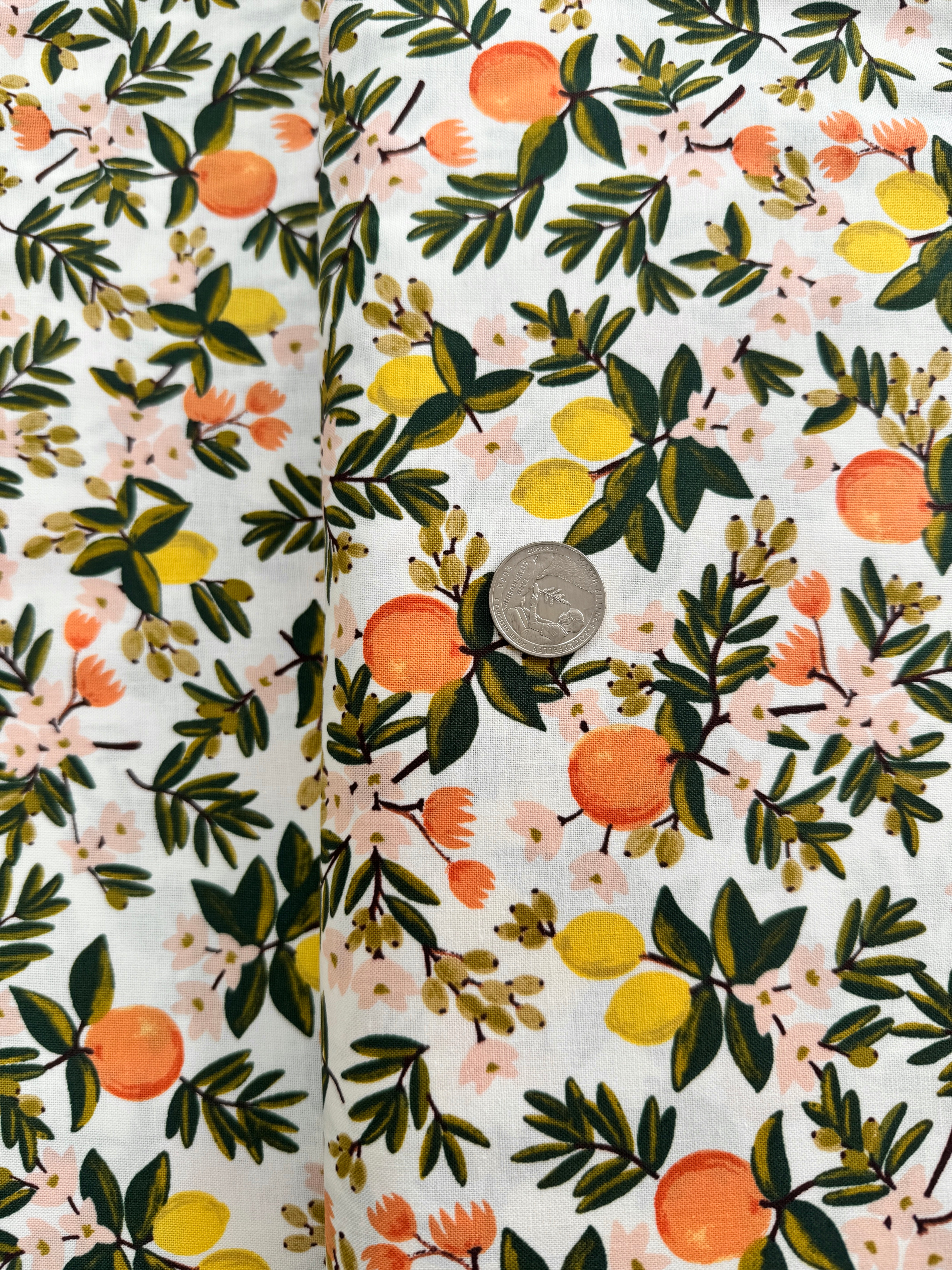 Primavera - Citrus Floral Cream - Half Yard