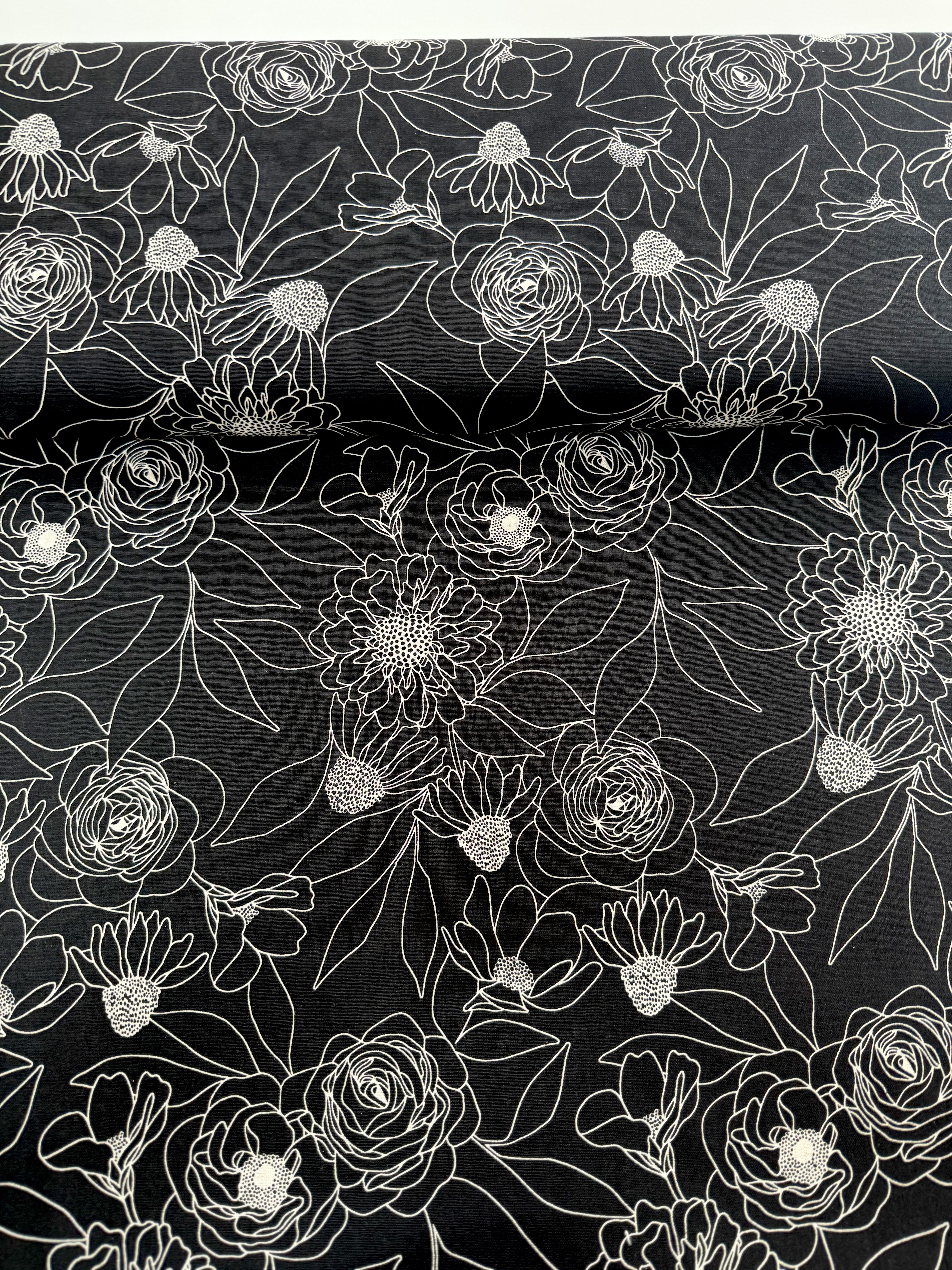 Botany Mochi Linen Ink - Florals Yardage