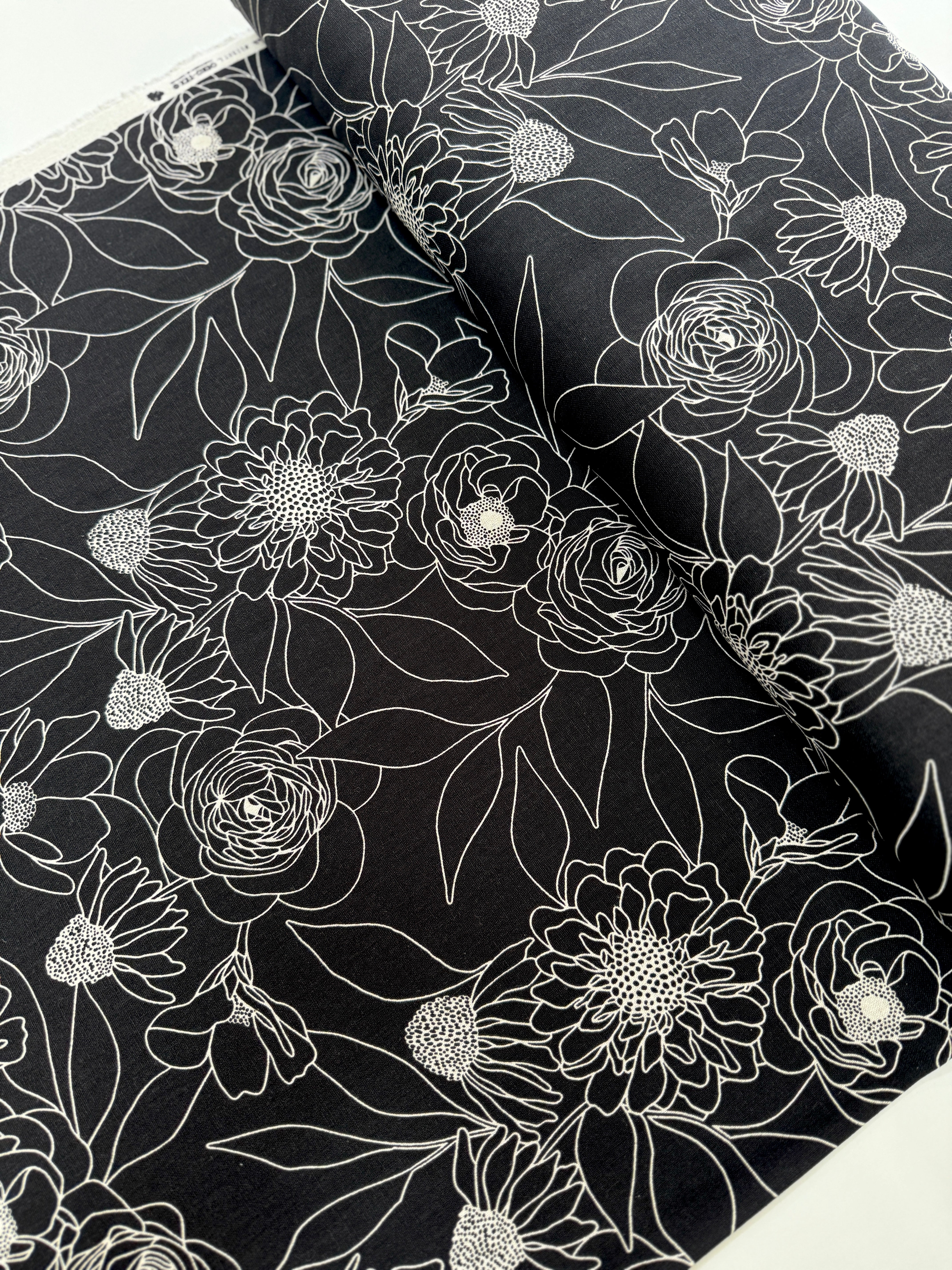 Botany Mochi Linen Ink - Florals Yardage