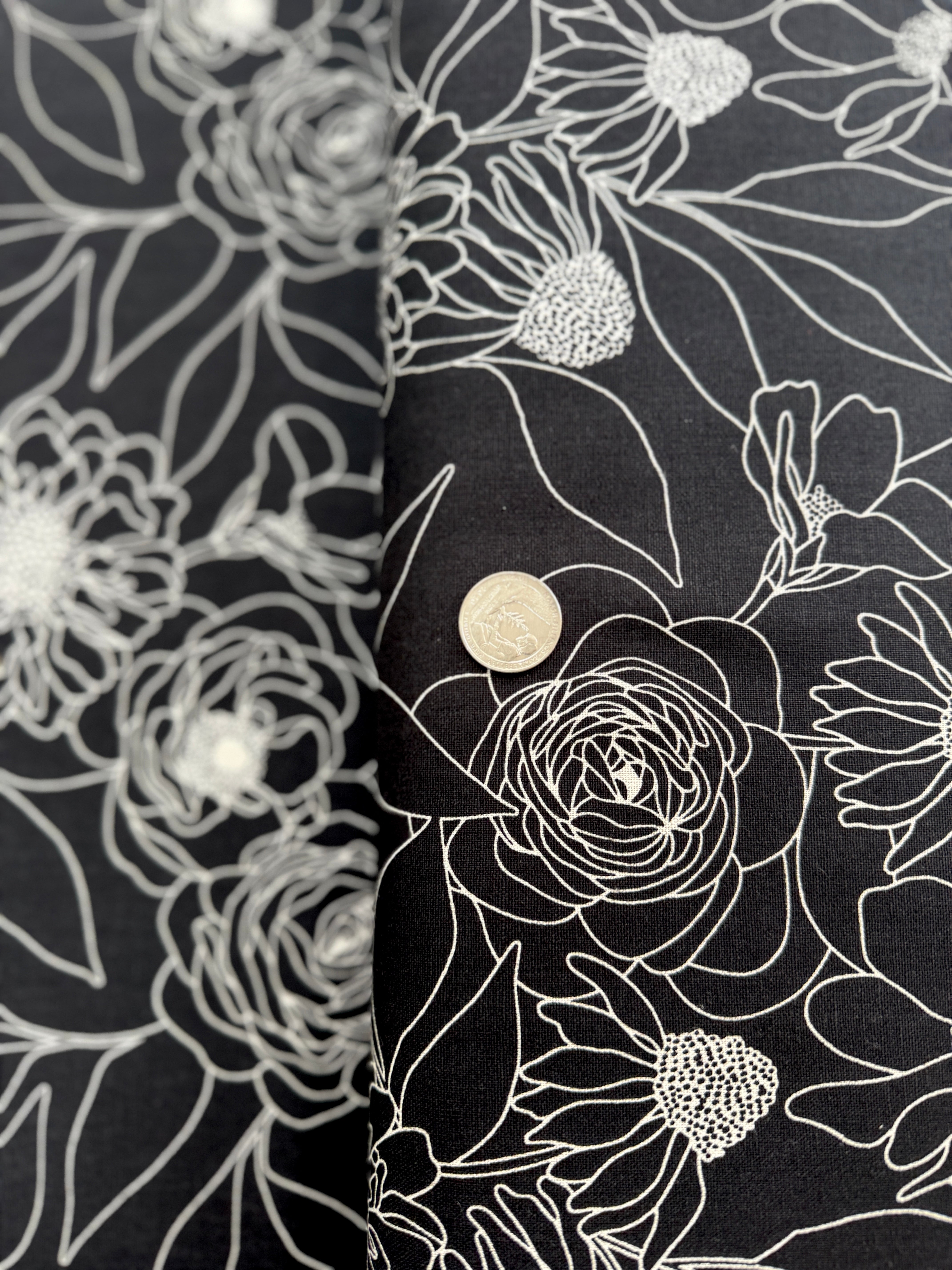 Botany Mochi Linen Ink - Florals Yardage
