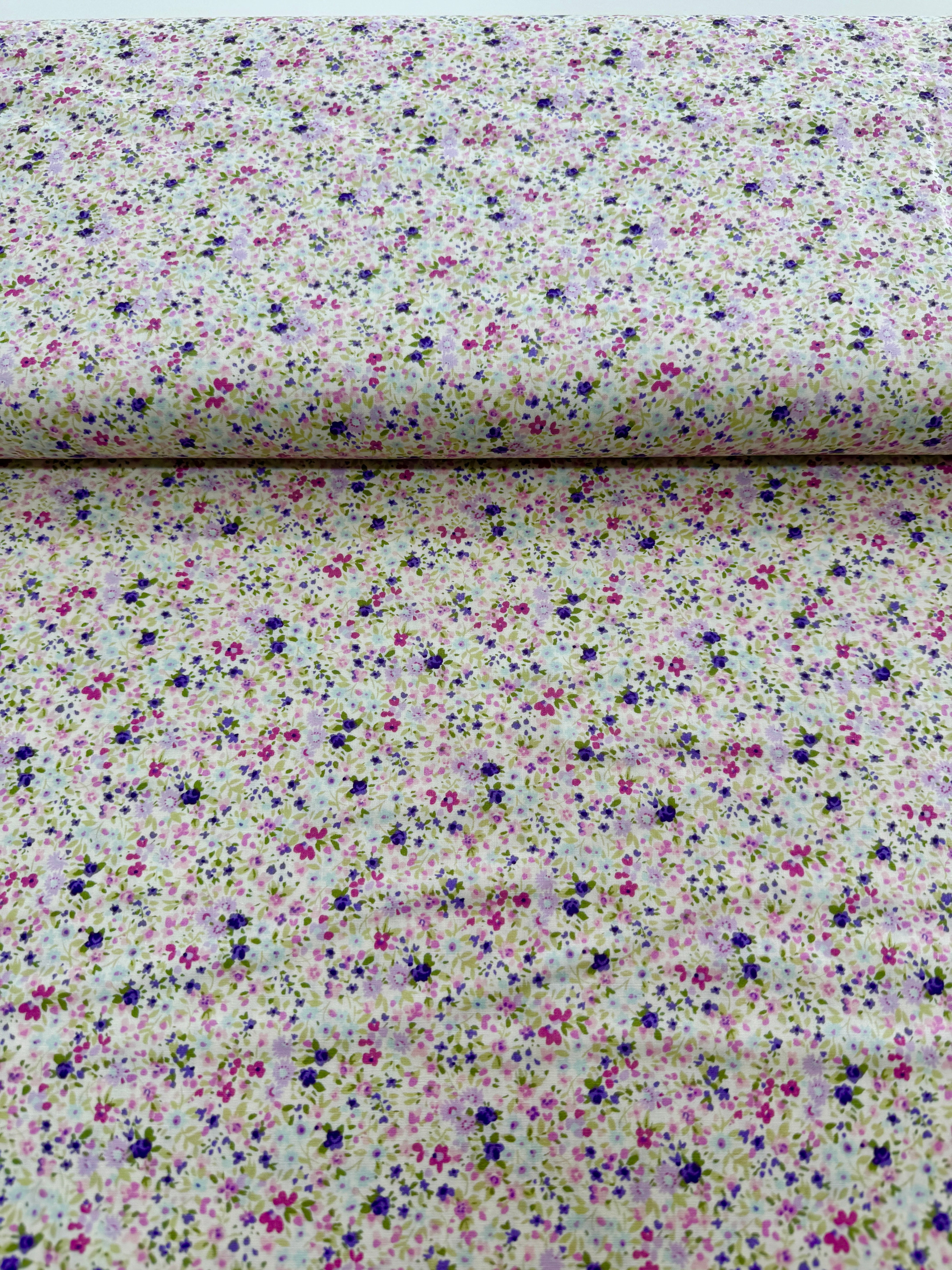 Sevenberry Petite Garden - Fresh Florals Purple Yardage