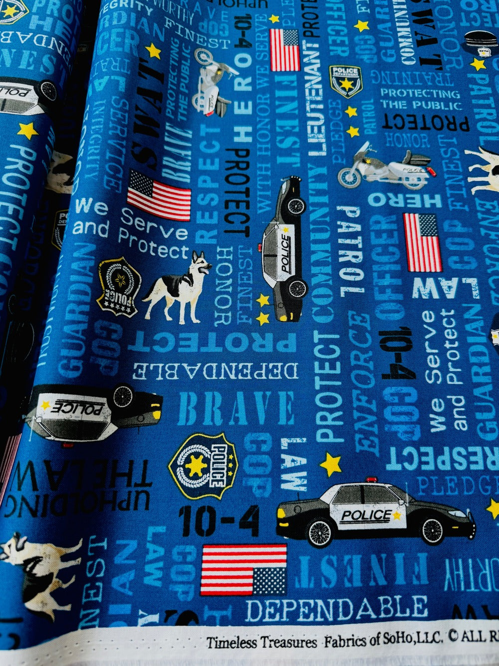 Fat Quarter - Everyday Heroes - Police Words