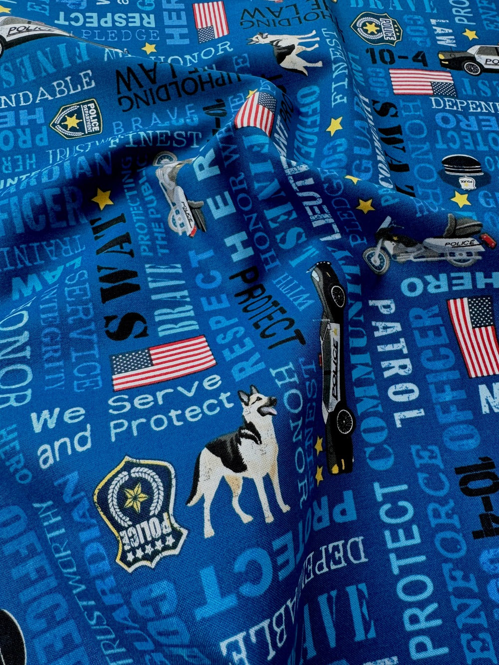 Fat Quarter - Everyday Heroes - Police Words