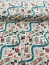 London Town London Forever White Unbleached Fabric by Sara Mulvanny for Cotton + Steel – illustrated city map print with London landmarks.