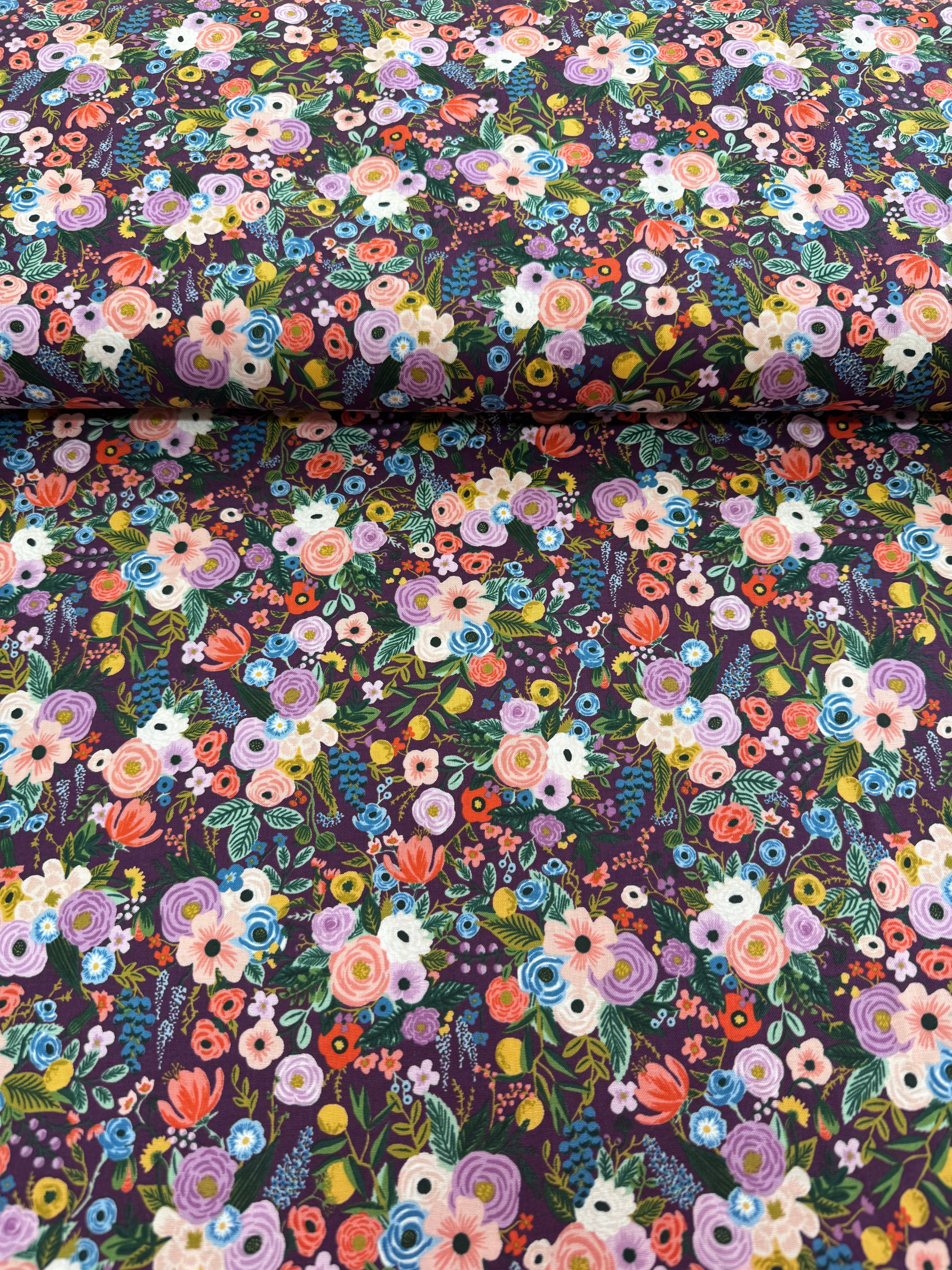 Petite Garden Party – Burgundy Fabric by Rifle Paper Co. for Cotton + Steel – 100% cotton floral print in deep burgundy.