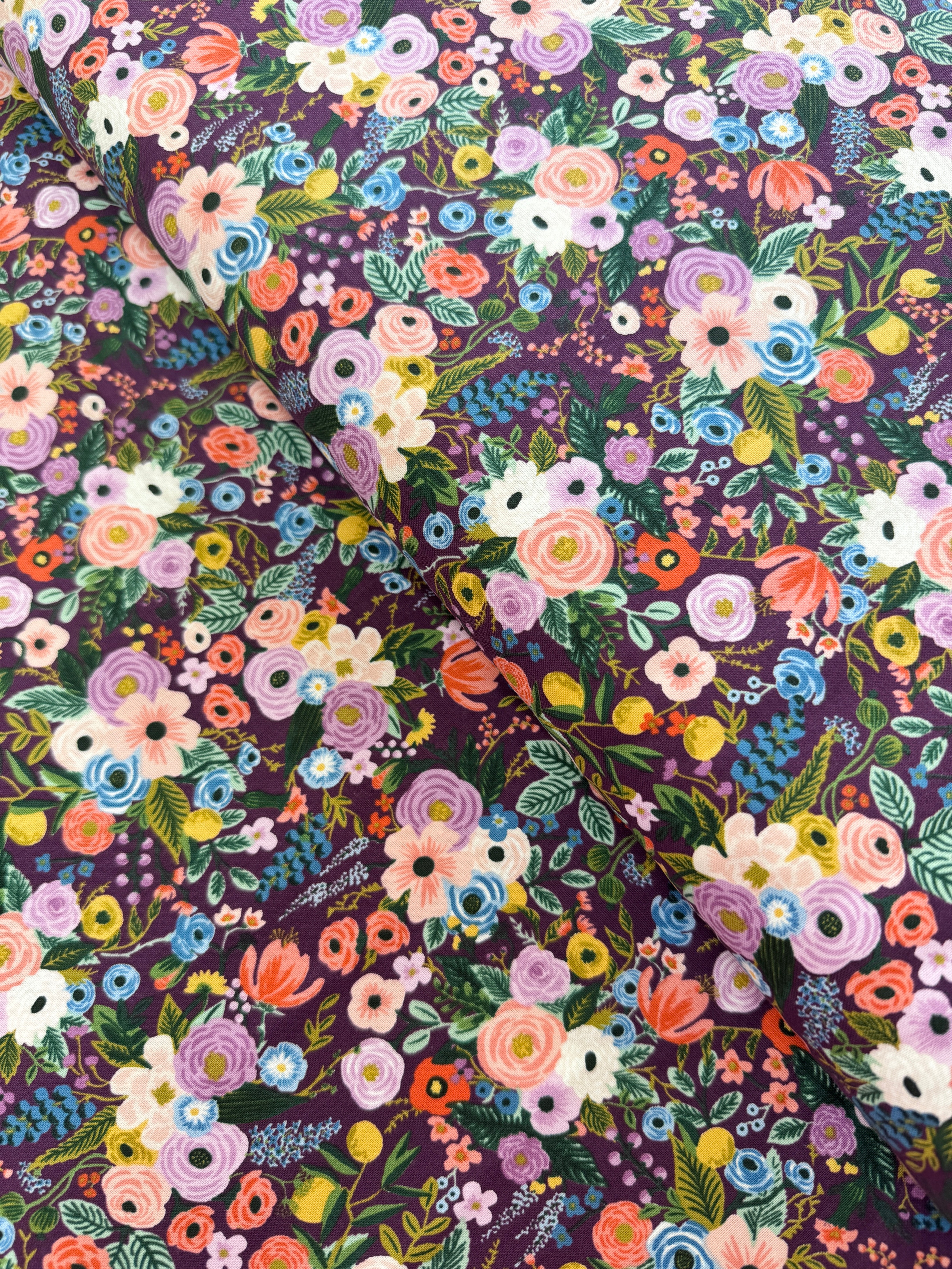 Petite Garden Party – Burgundy Fabric by Rifle Paper Co. for Cotton + Steel – 100% cotton floral print in deep burgundy.
