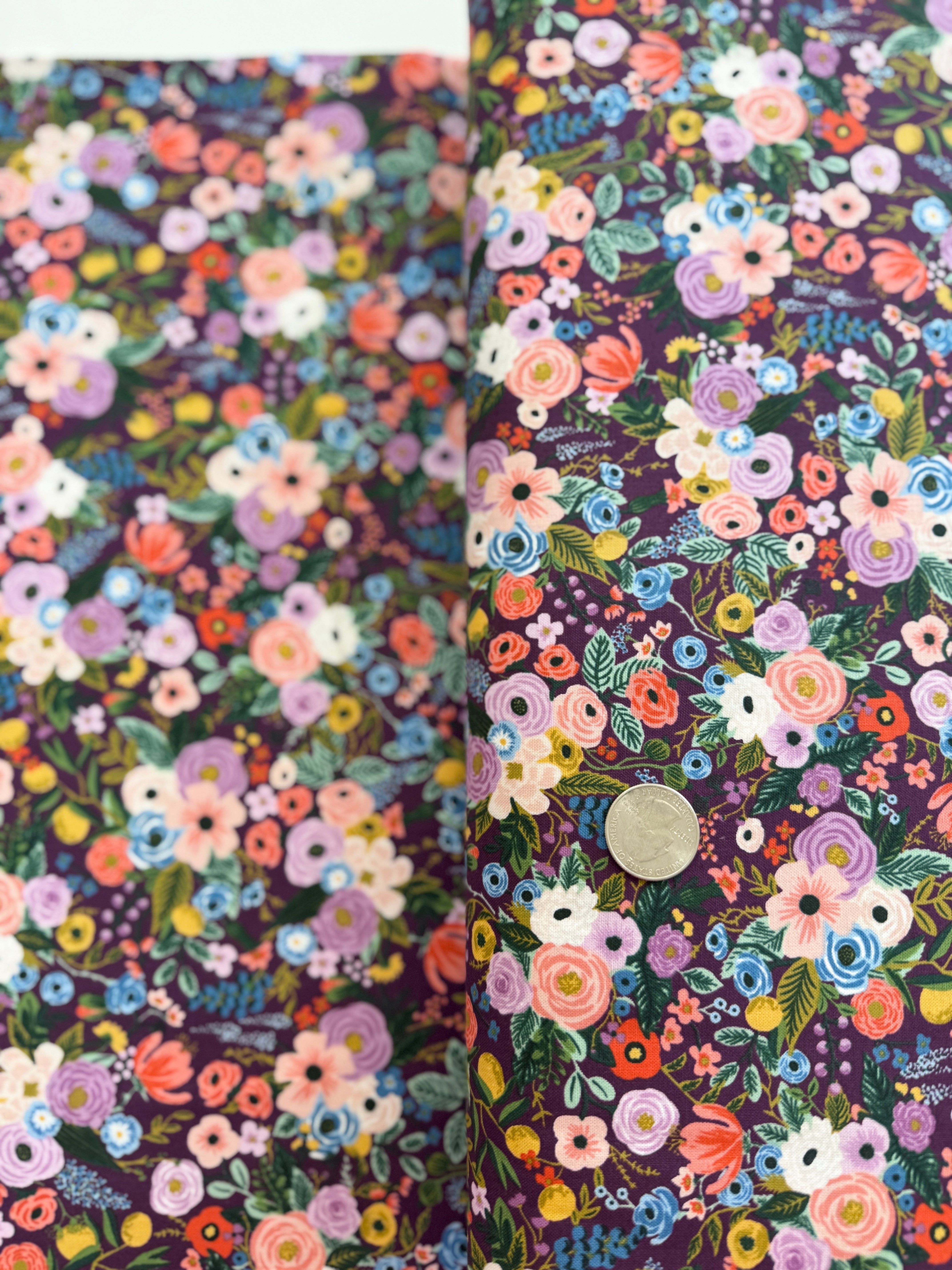 Petite Garden Party – Burgundy Fabric by Rifle Paper Co. for Cotton + Steel – 100% cotton floral print in deep burgundy.