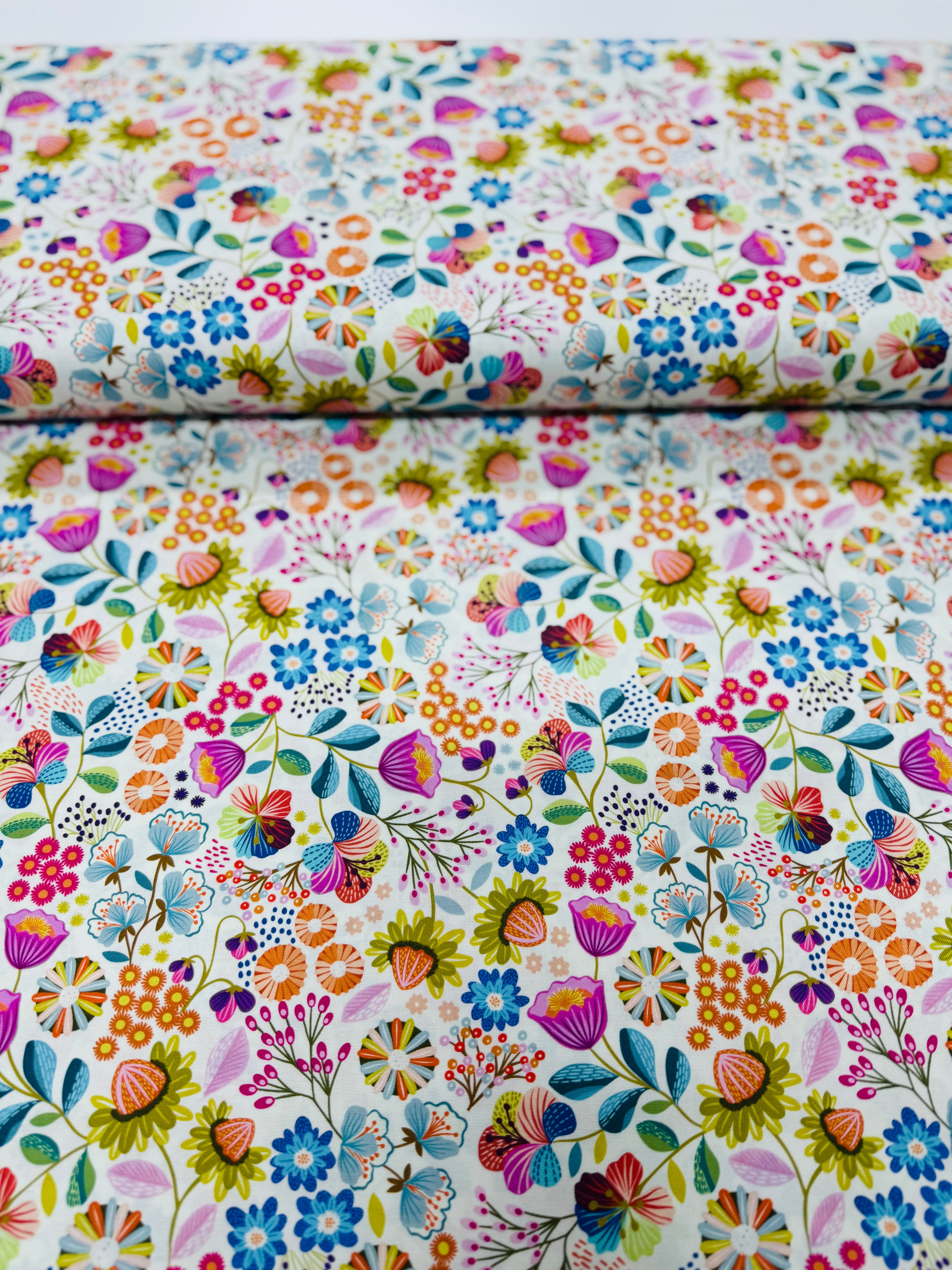 Creative Landscapes Flowers on Cream Yardage