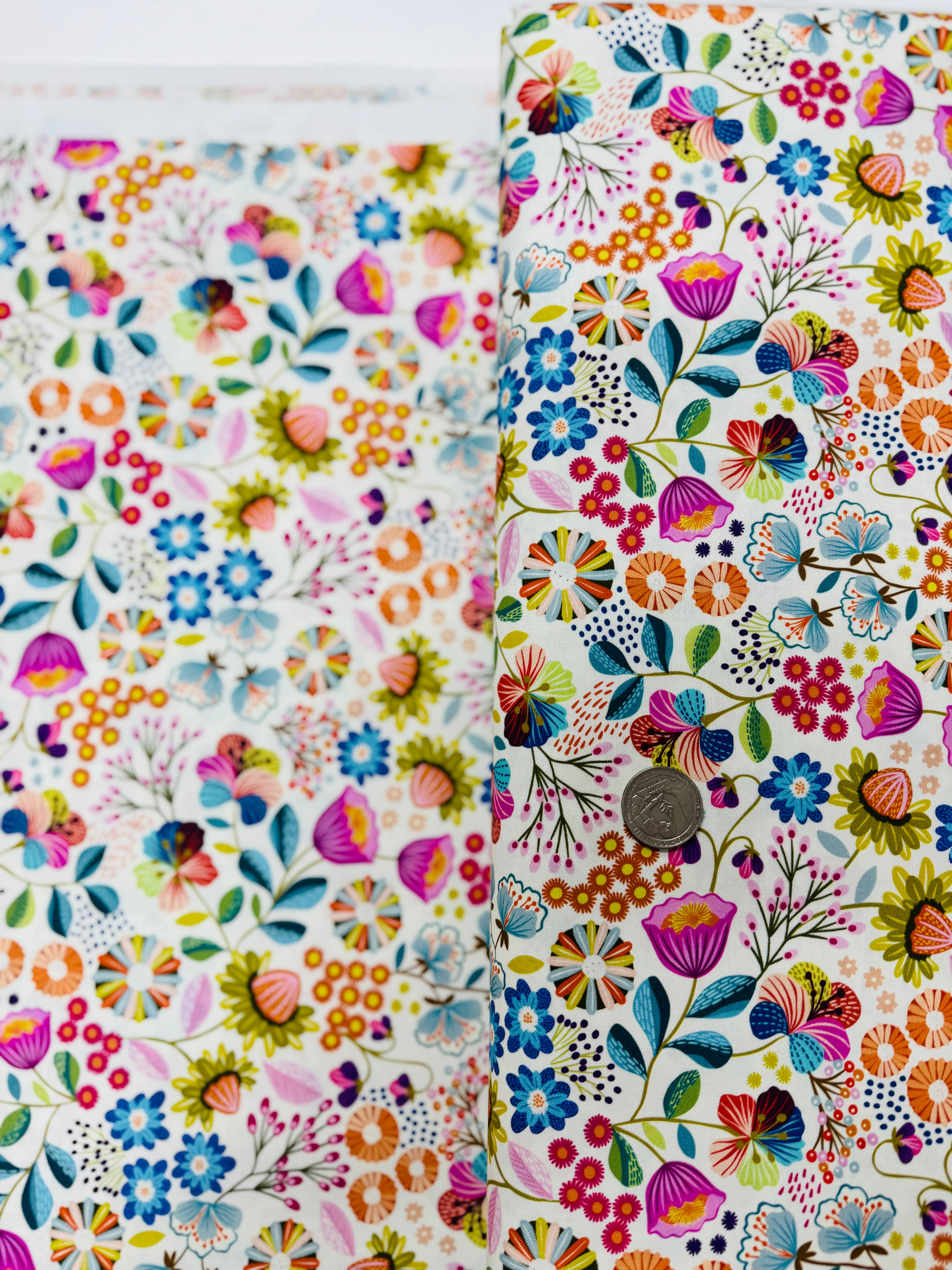 Creative Landscapes Flowers on Cream Yardage