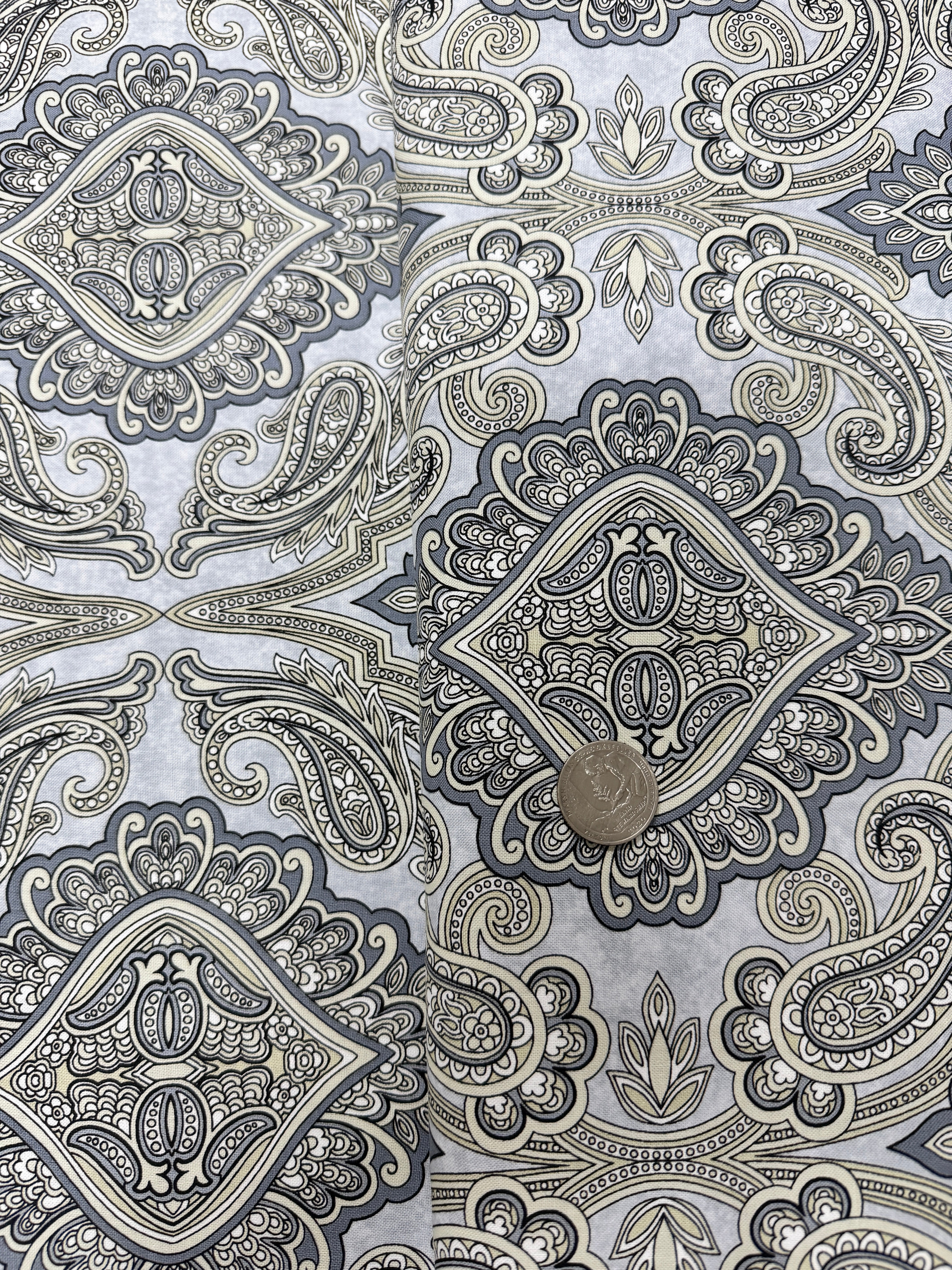 Aruba - Paisley Gray Taupe Yardage