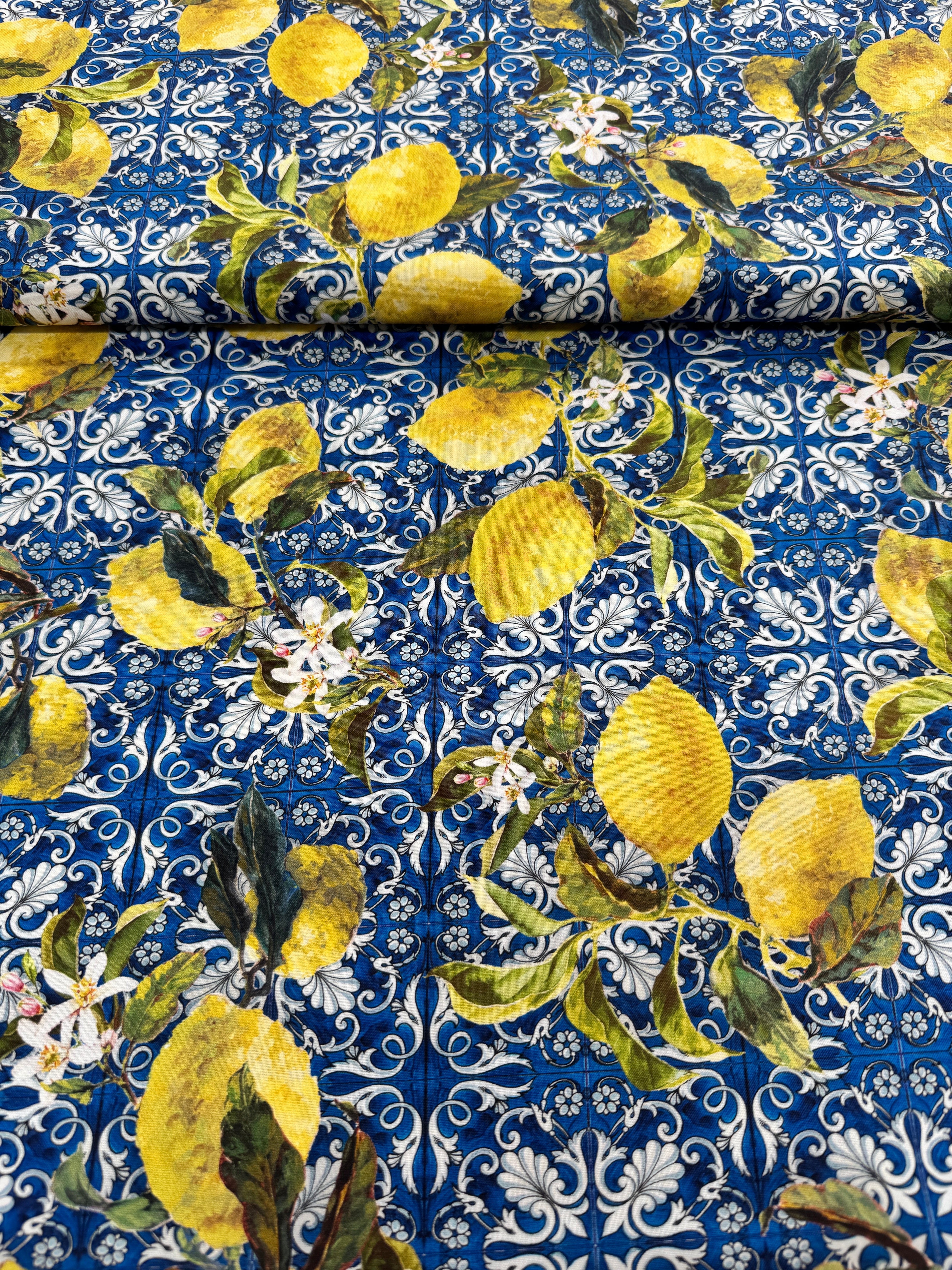 Mediterranean Escape Navy fabric with deep blue digital texture by Hoffman Fabrics