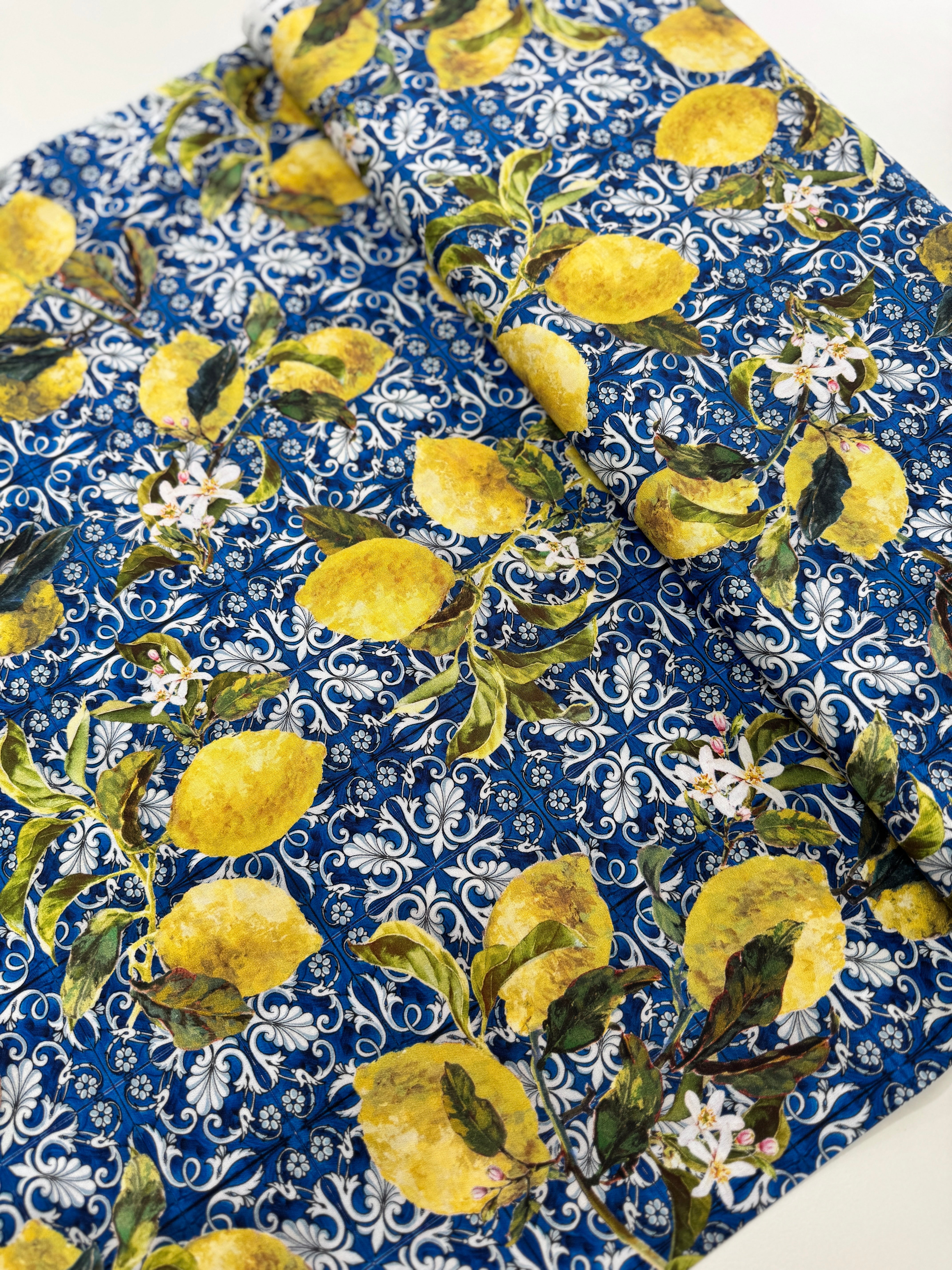 Mediterranean Escape Navy fabric with deep blue digital texture by Hoffman Fabrics