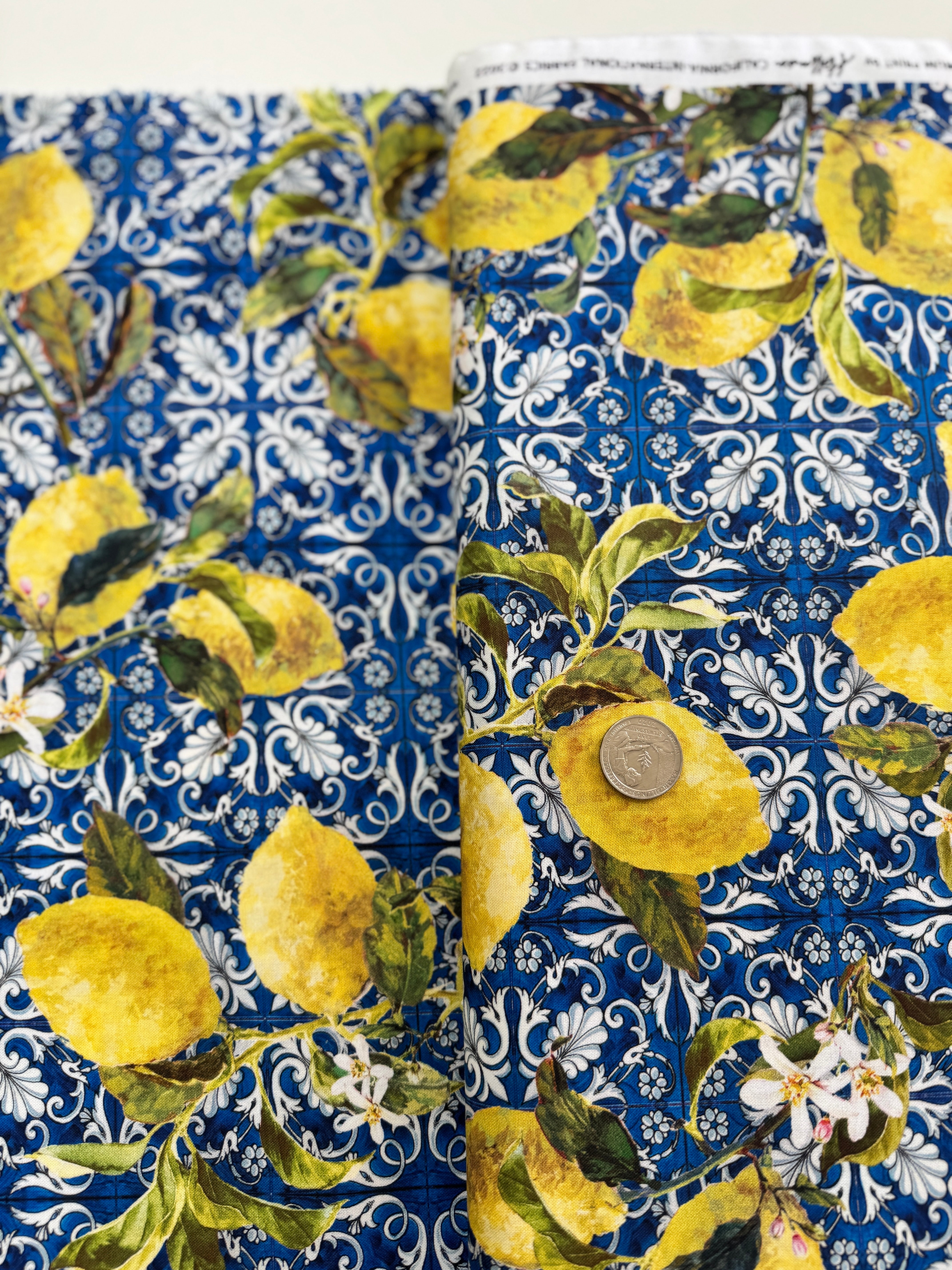Mediterranean Escape Navy fabric with deep blue digital texture by Hoffman Fabrics