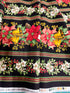 Deck The Halls - Christmas Poinsettia 11 Stripe Black Metallic Yardage