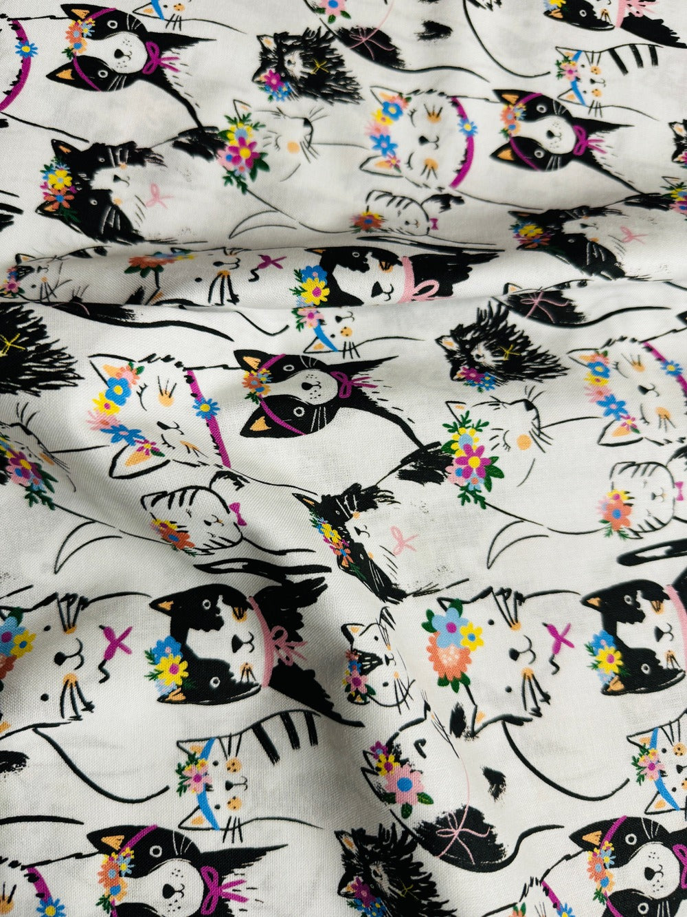 Just Purrfect - Pretty Cats and Florals Yardage