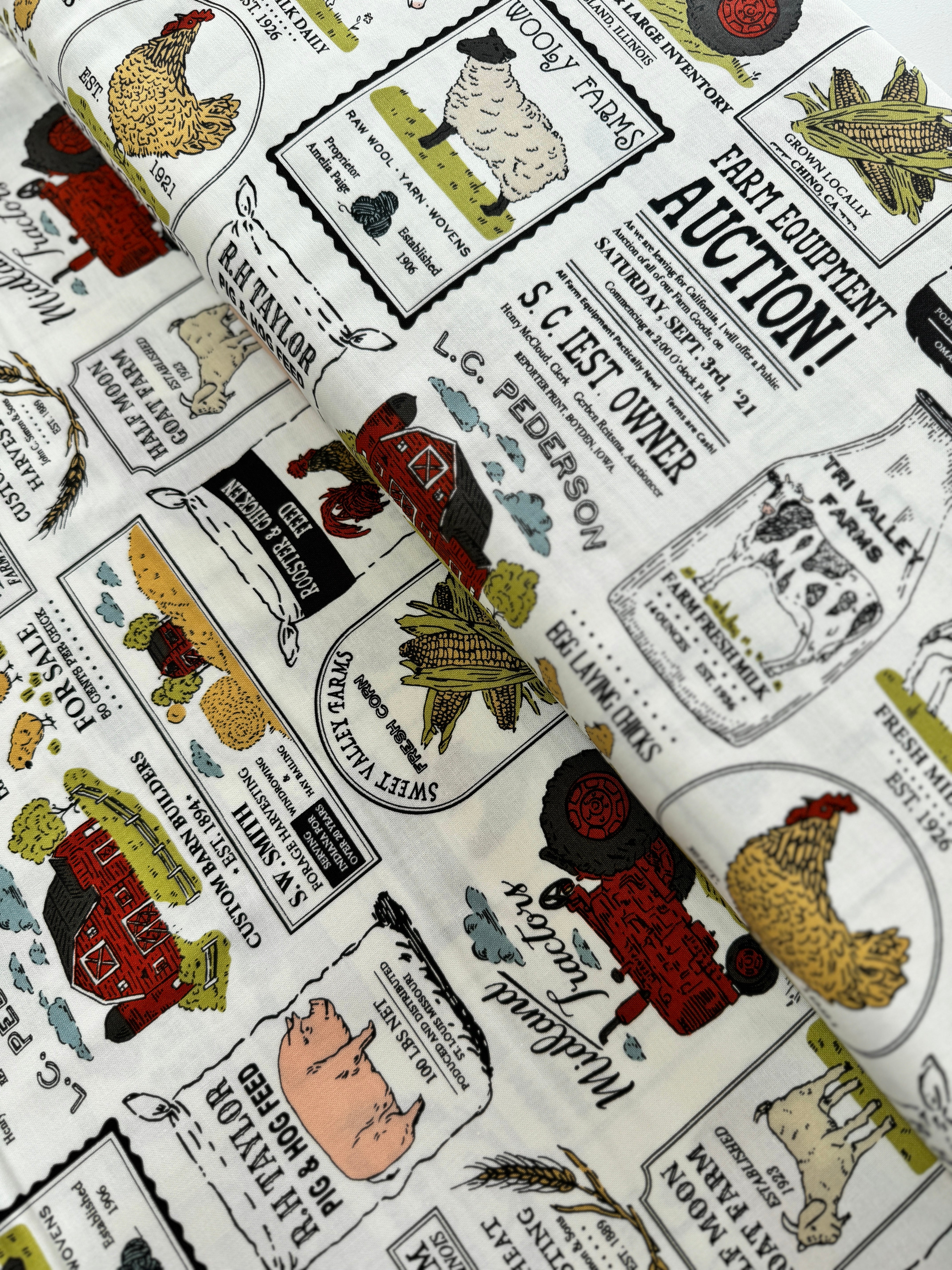 Farmstead - Vintage Farm Advertisements Porcelain Yardage