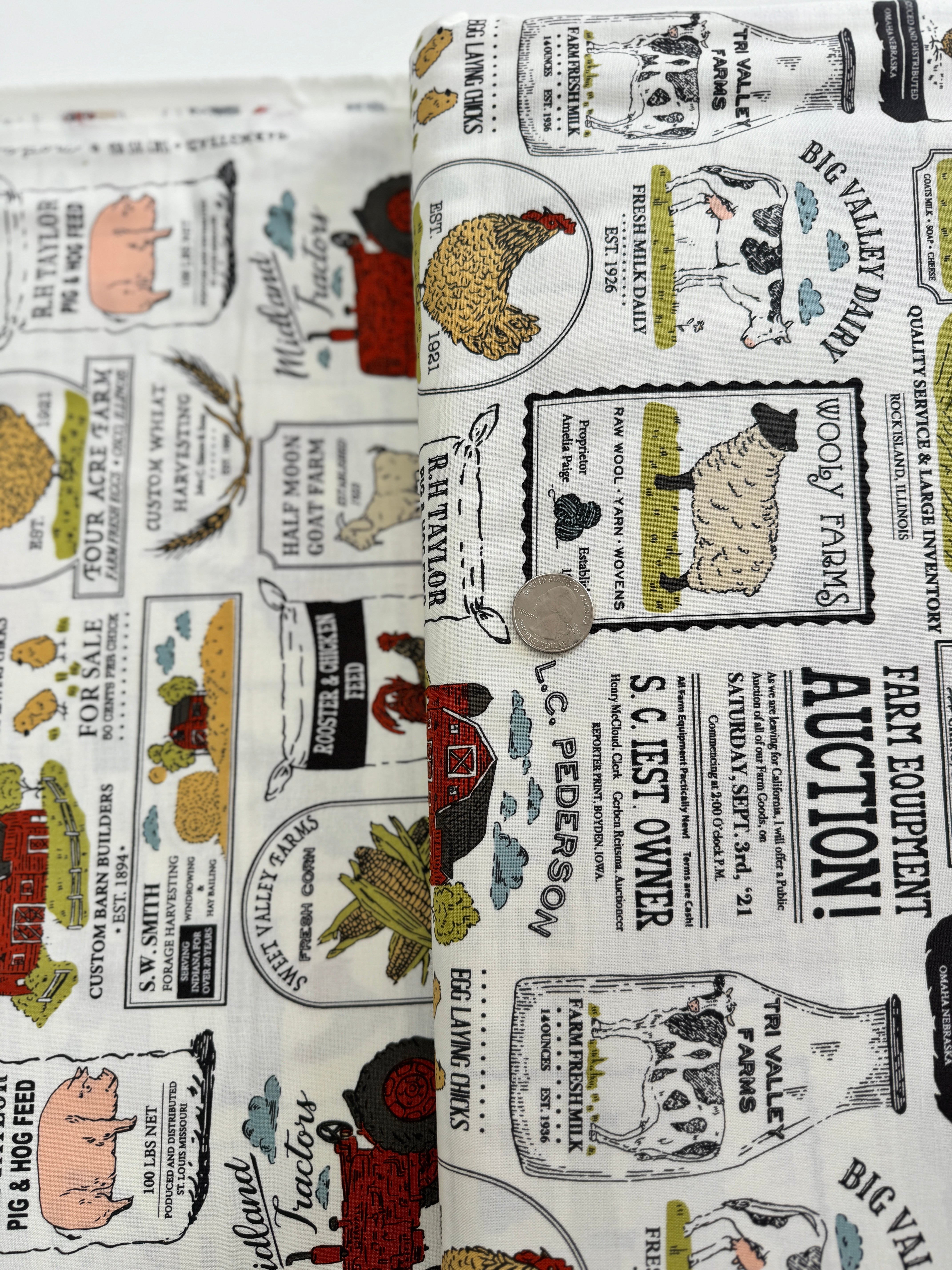 Farmstead - Vintage Farm Advertisements Porcelain Yardage