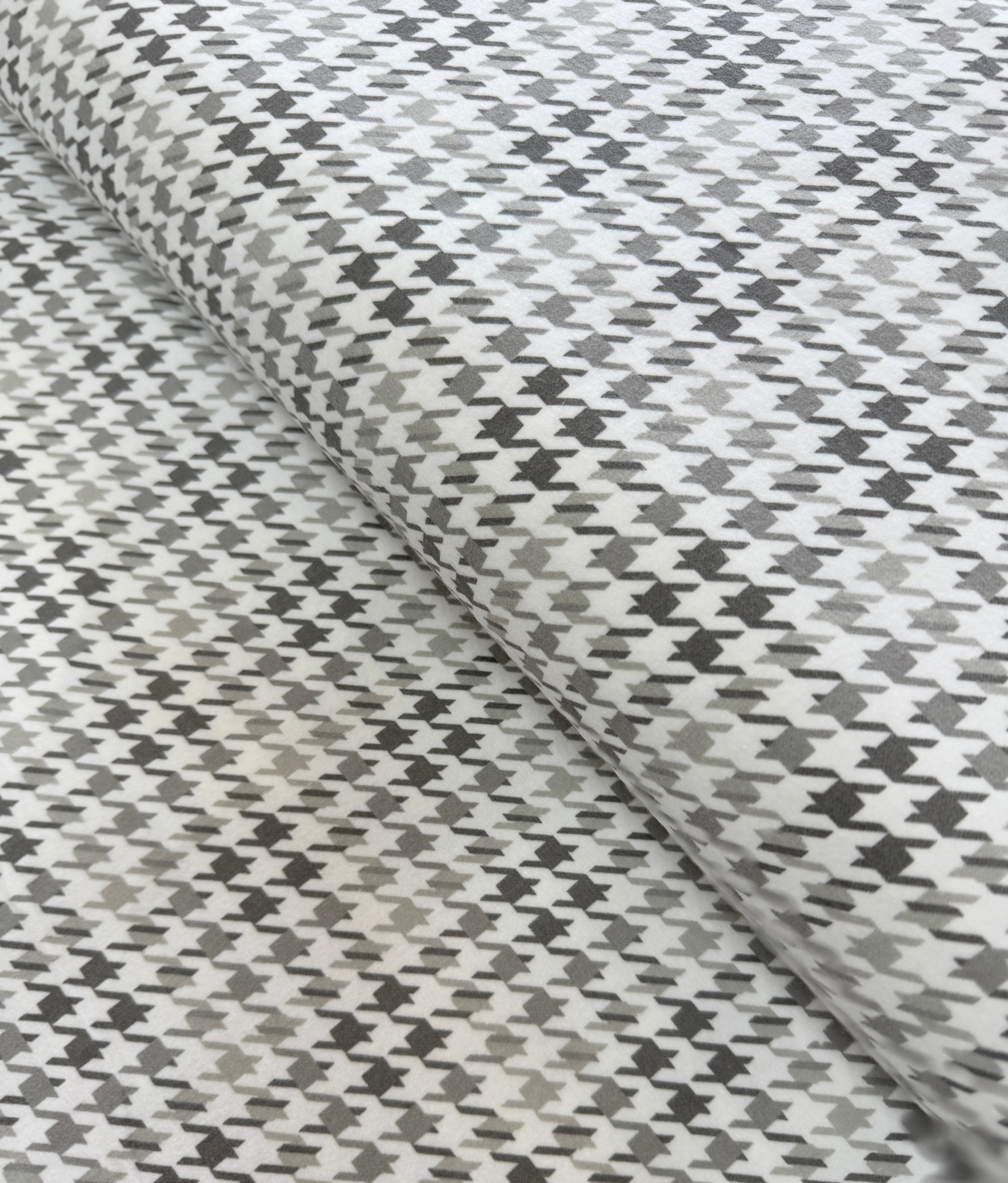 Cozy Cotton Flannel - Houndstooth Grey Yardage