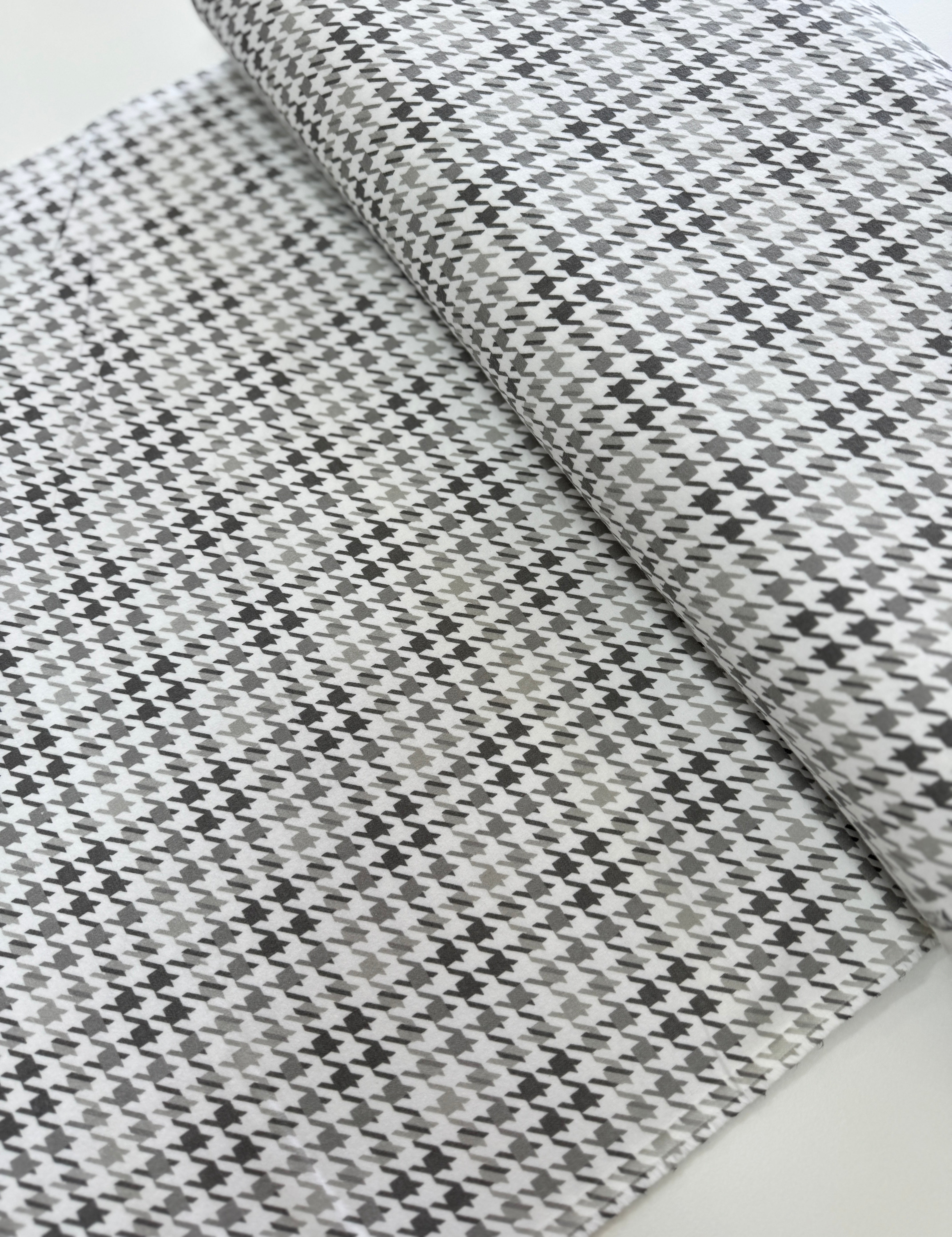 Cozy Cotton Flannel - Houndstooth Grey Yardage
